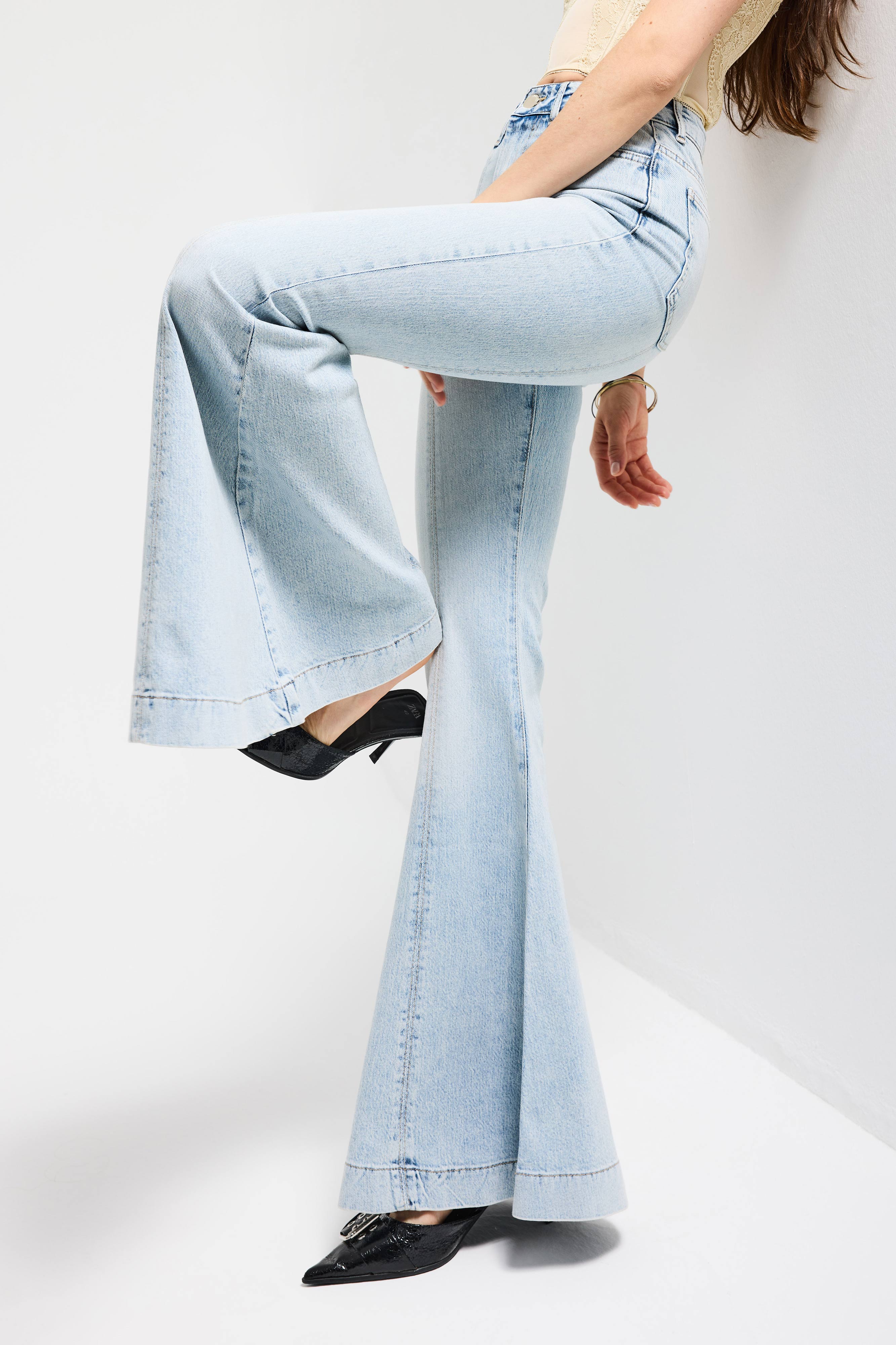 Kadın Kot Rengi 4s6-32 Flare Fit Elastan Denim Jean