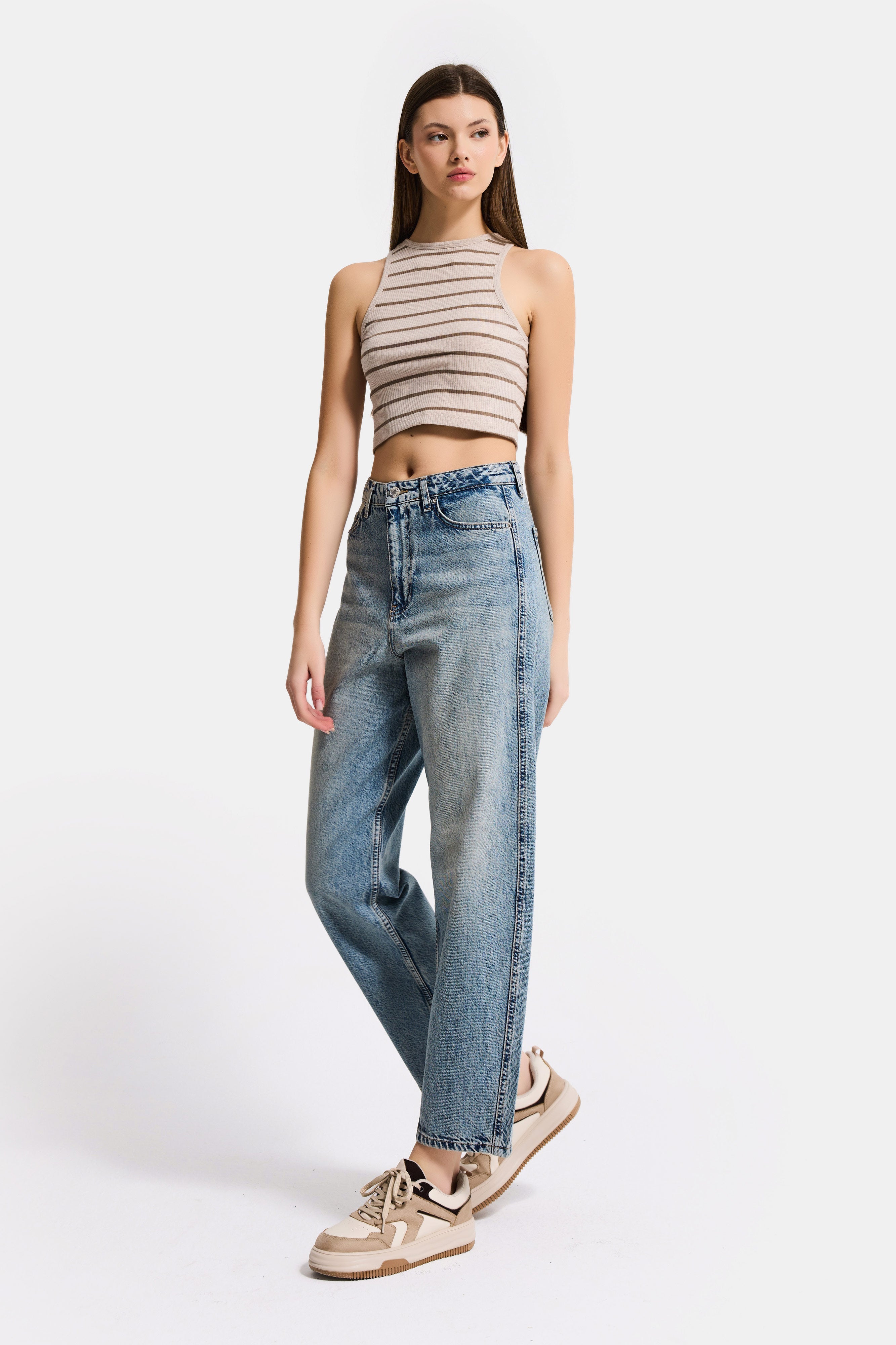 Kadın Kot Rengi 4s6-32 Relax Fit %100 Koton Denim Jean