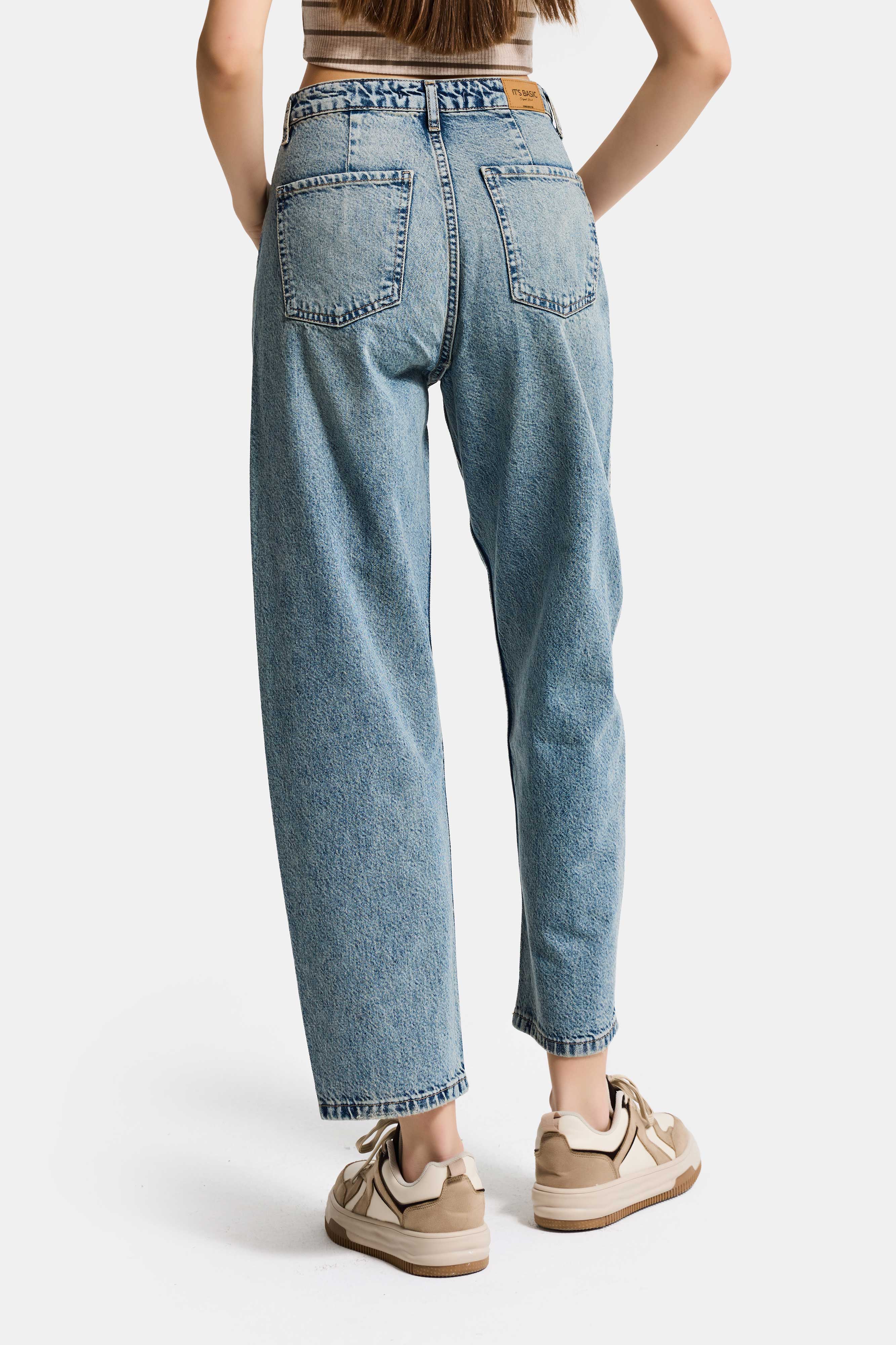 Kadın Kot Rengi 4s6-32 Relax Fit %100 Koton Denim Jean