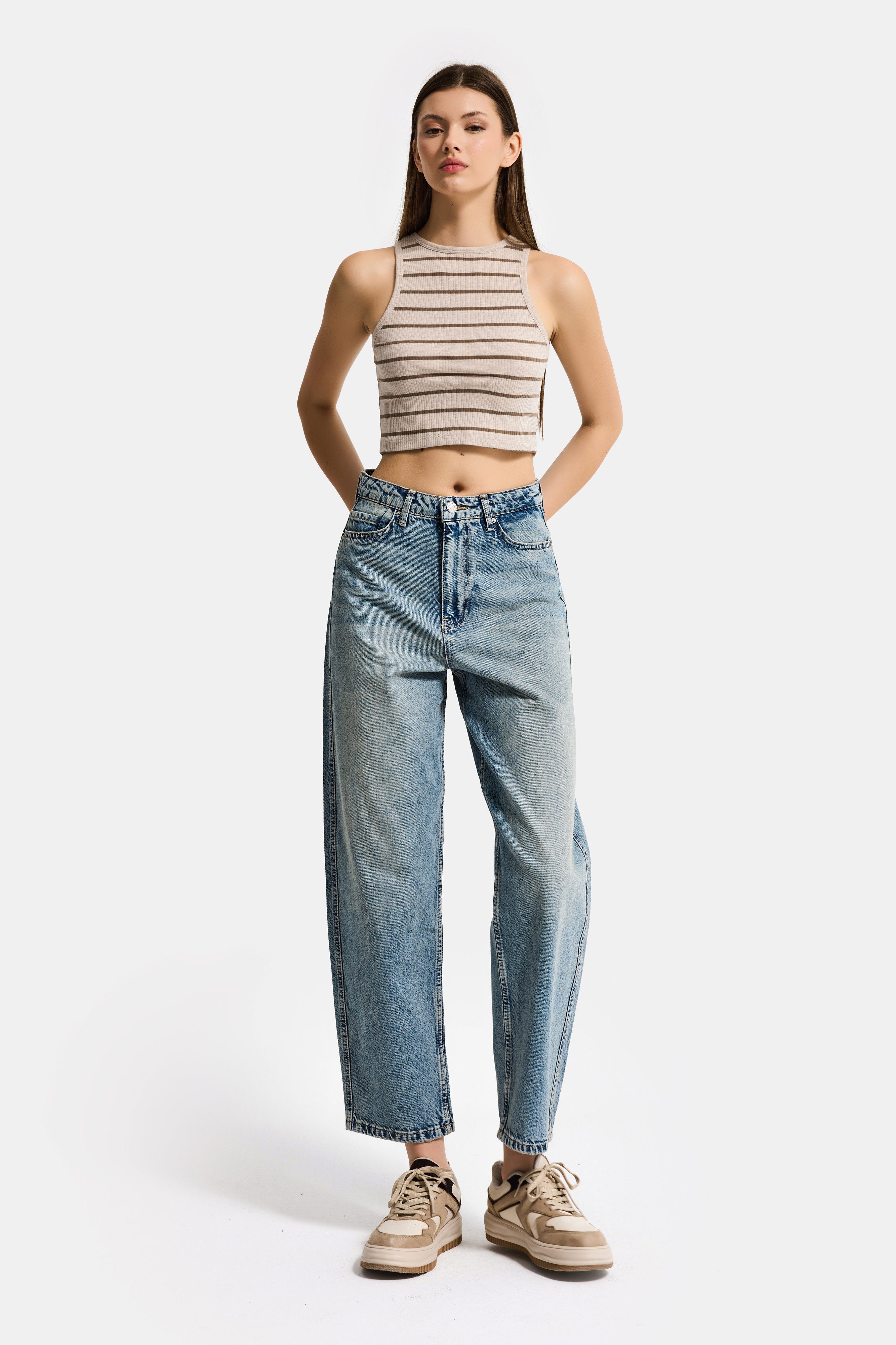 Kadın Kot Rengi 4s6-32 Relax Fit %100 Koton Denim Jean