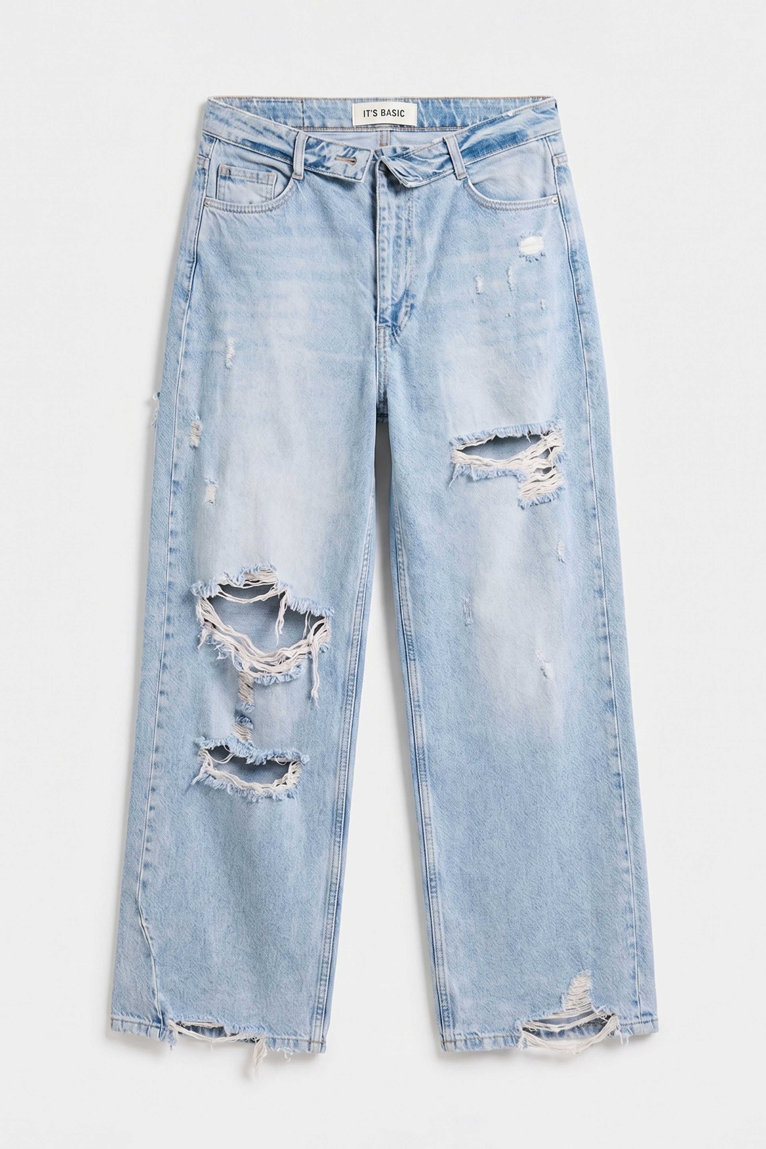 Kadın Kot Rengi 4s6-32 Straight Fit Kemer Detaylı Özel Tasarım Denim Jean