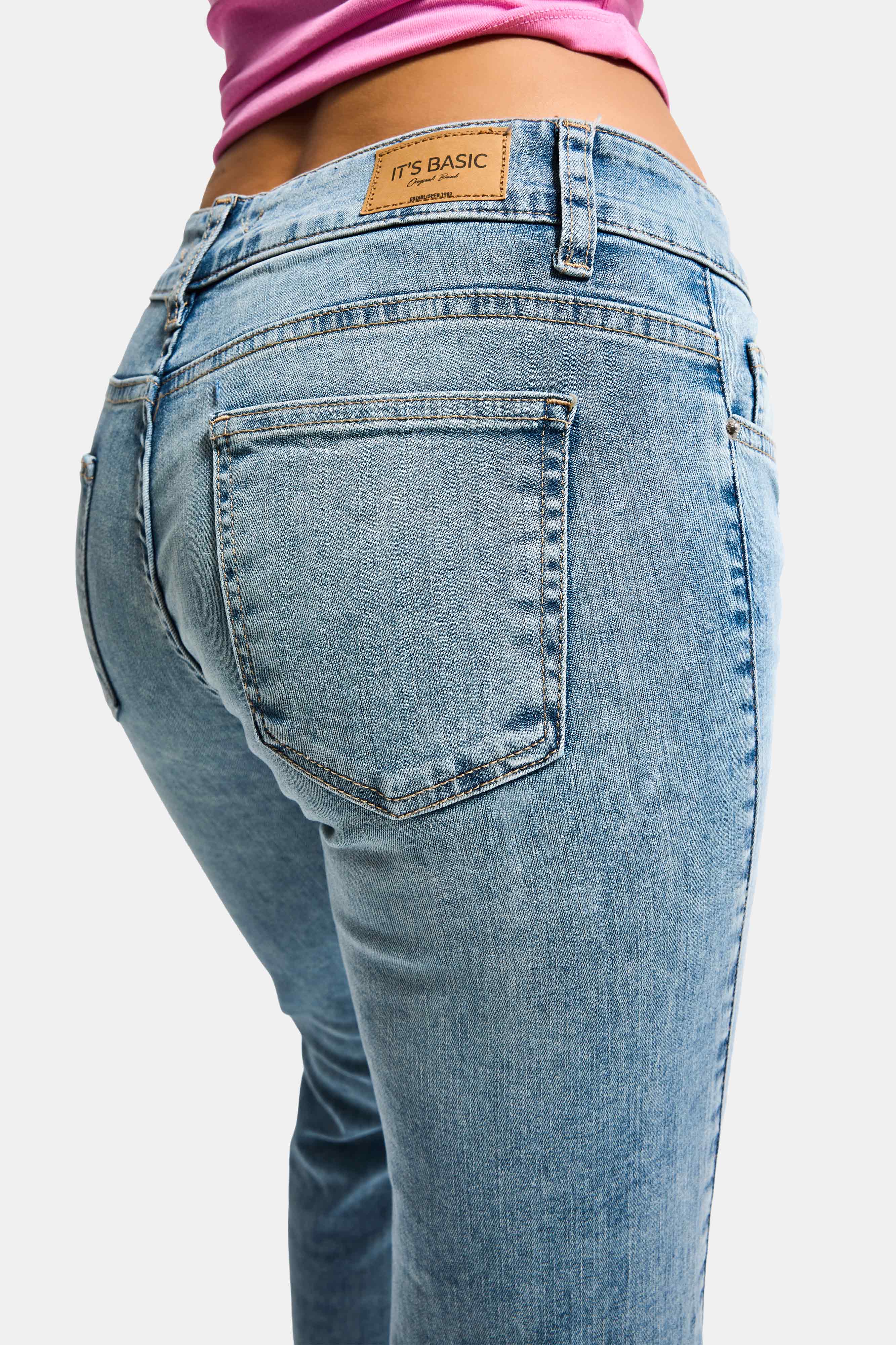 Kadın Kot Rengi 4s6-32 SWL Mid Rise Flare Fit Orta Bel Esnek Kumaş Denim Jean