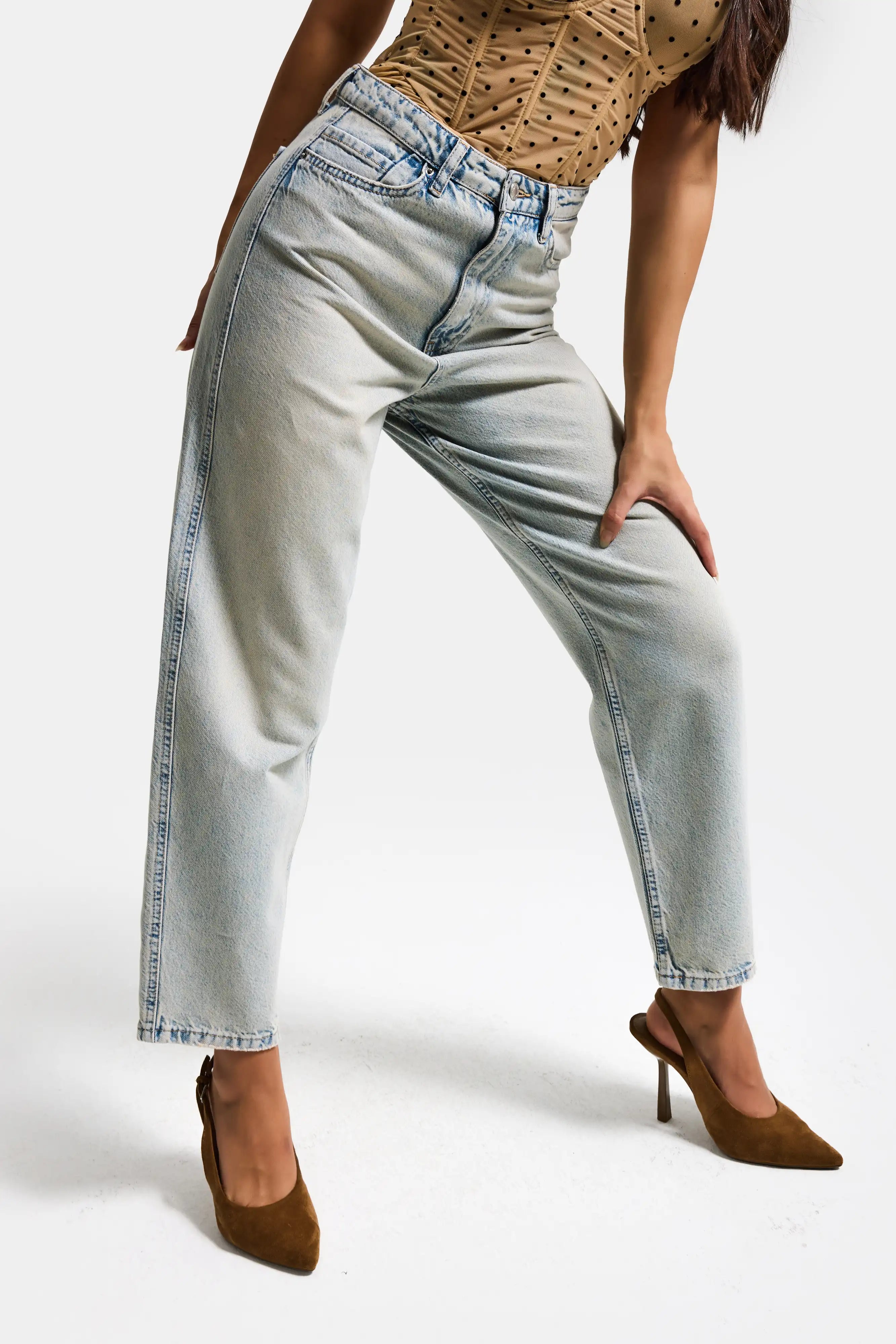 Kadın Kot Rengi 4s6-75 Relax Fit %100 Koton Denim Jean