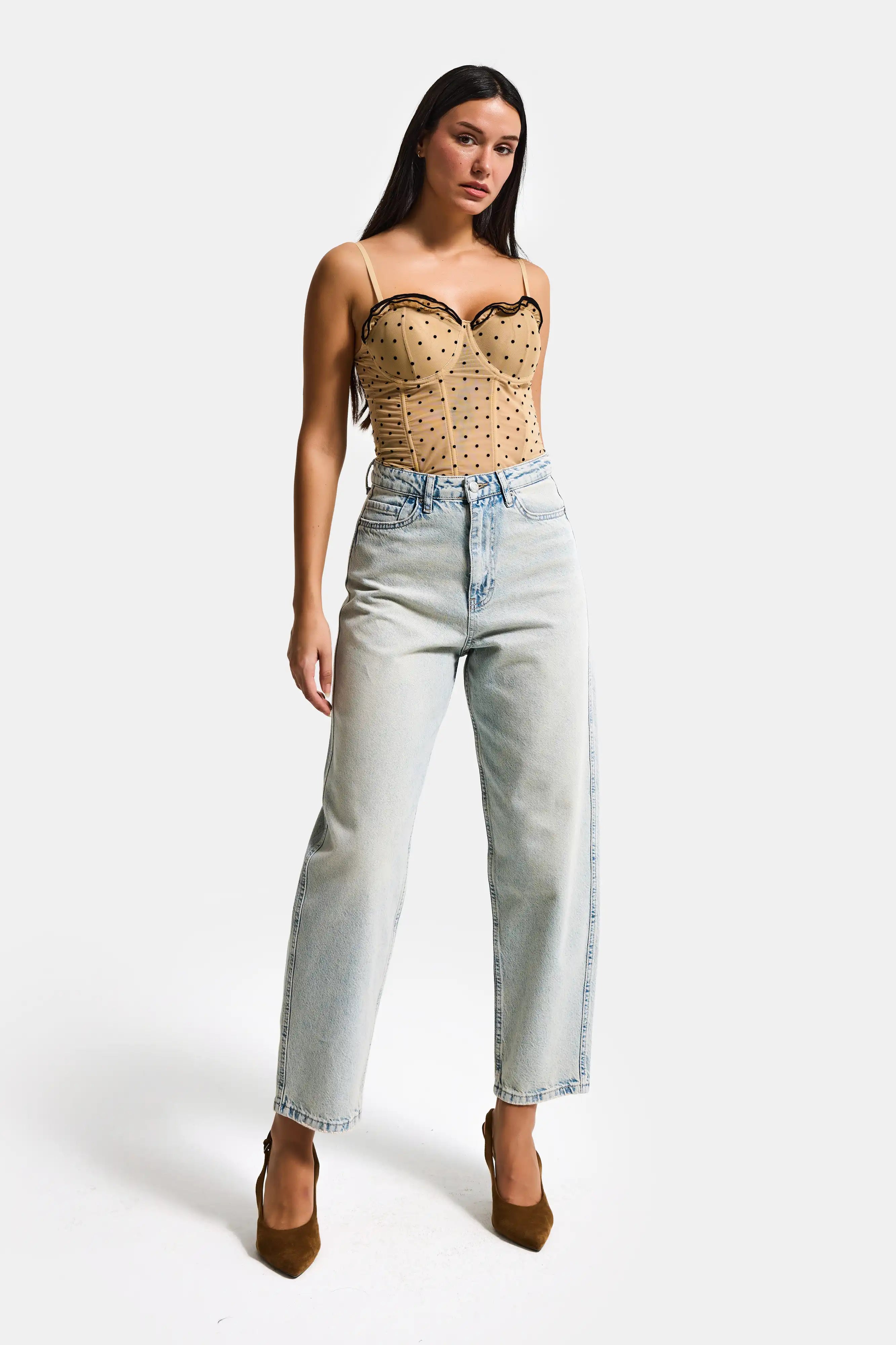 Kadın Kot Rengi 4s6-75 Relax Fit %100 Koton Denim Jean