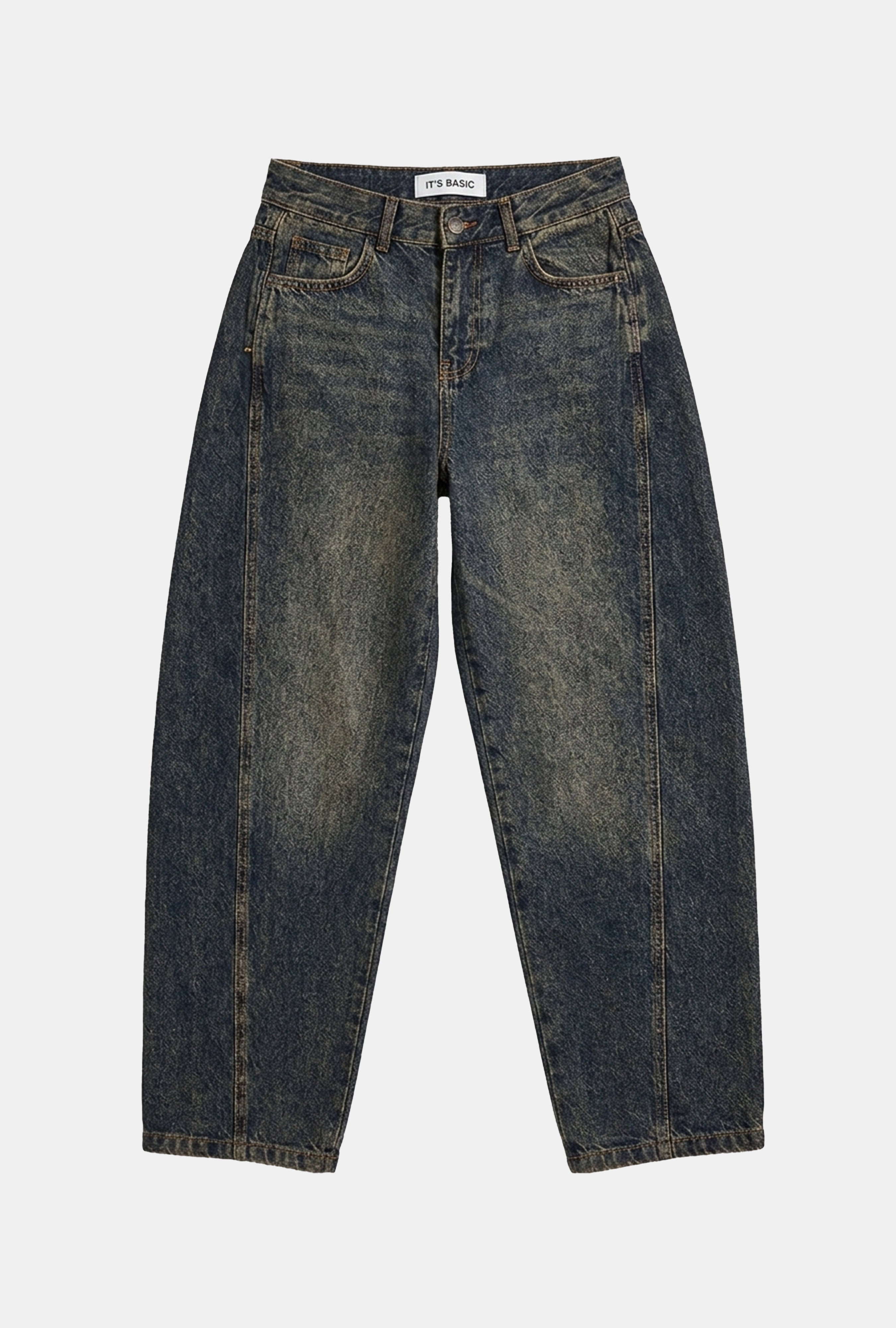 Kadın Kot Rengi 4w6-8 Barrel Fit Yan Fermuar Detaylı Tasarım Denim Jean
