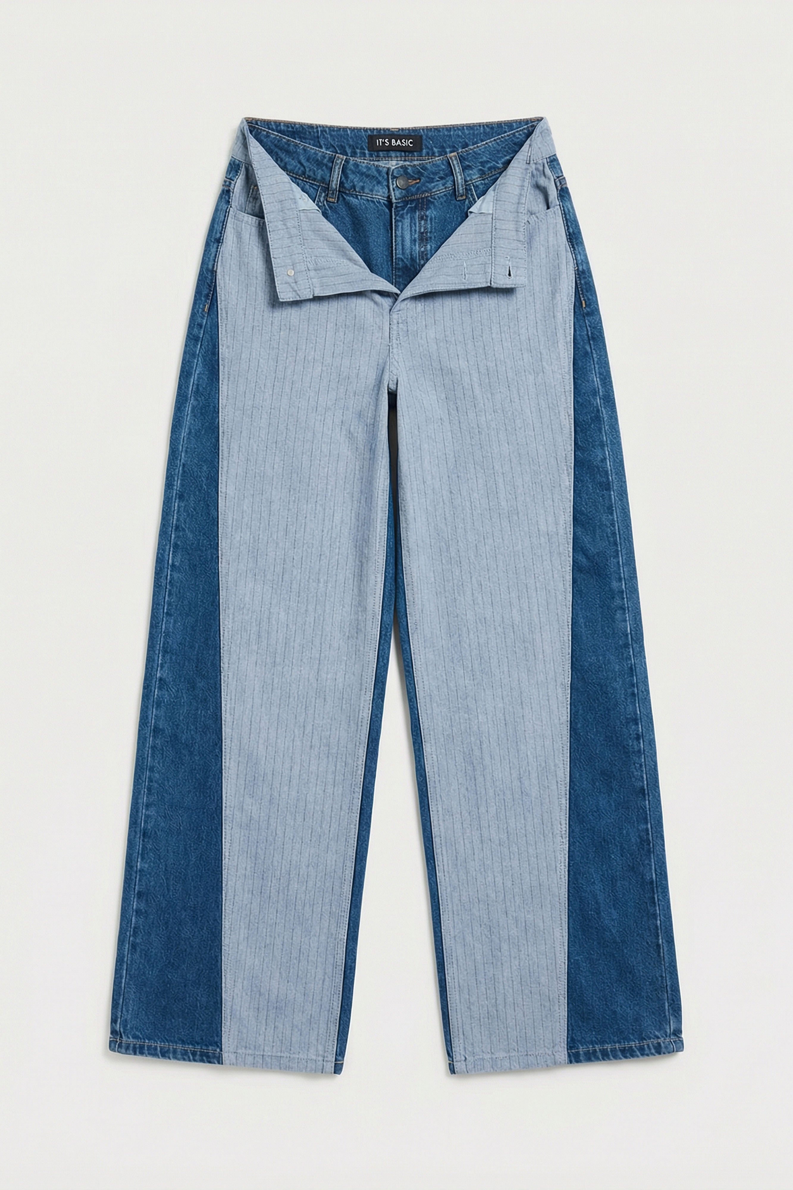 Kadın Kot Rengi Palazzo Fit Çift Kemer Detaylı Özel Tasarım Denim Jean