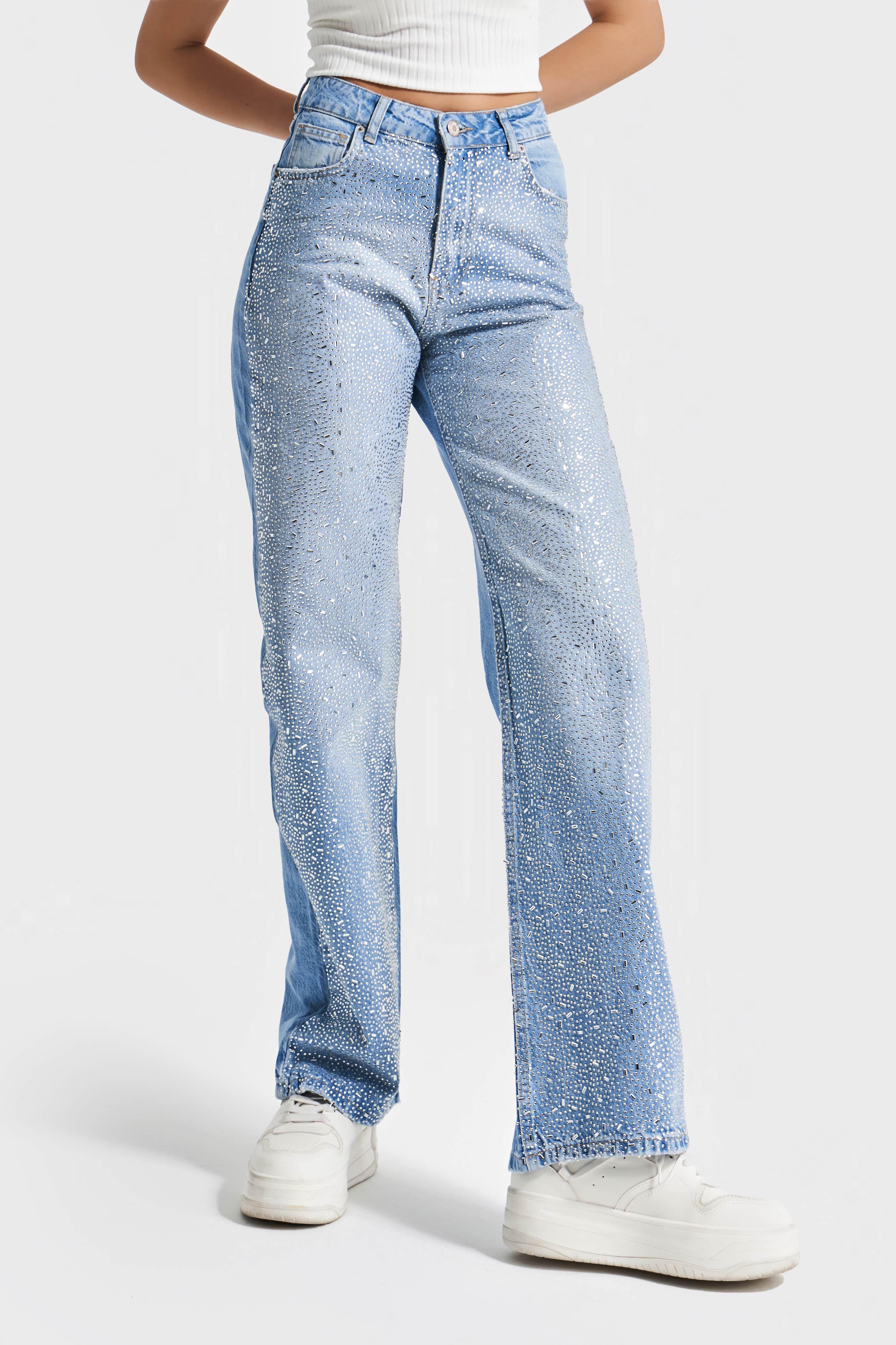 parlak taşlı jean