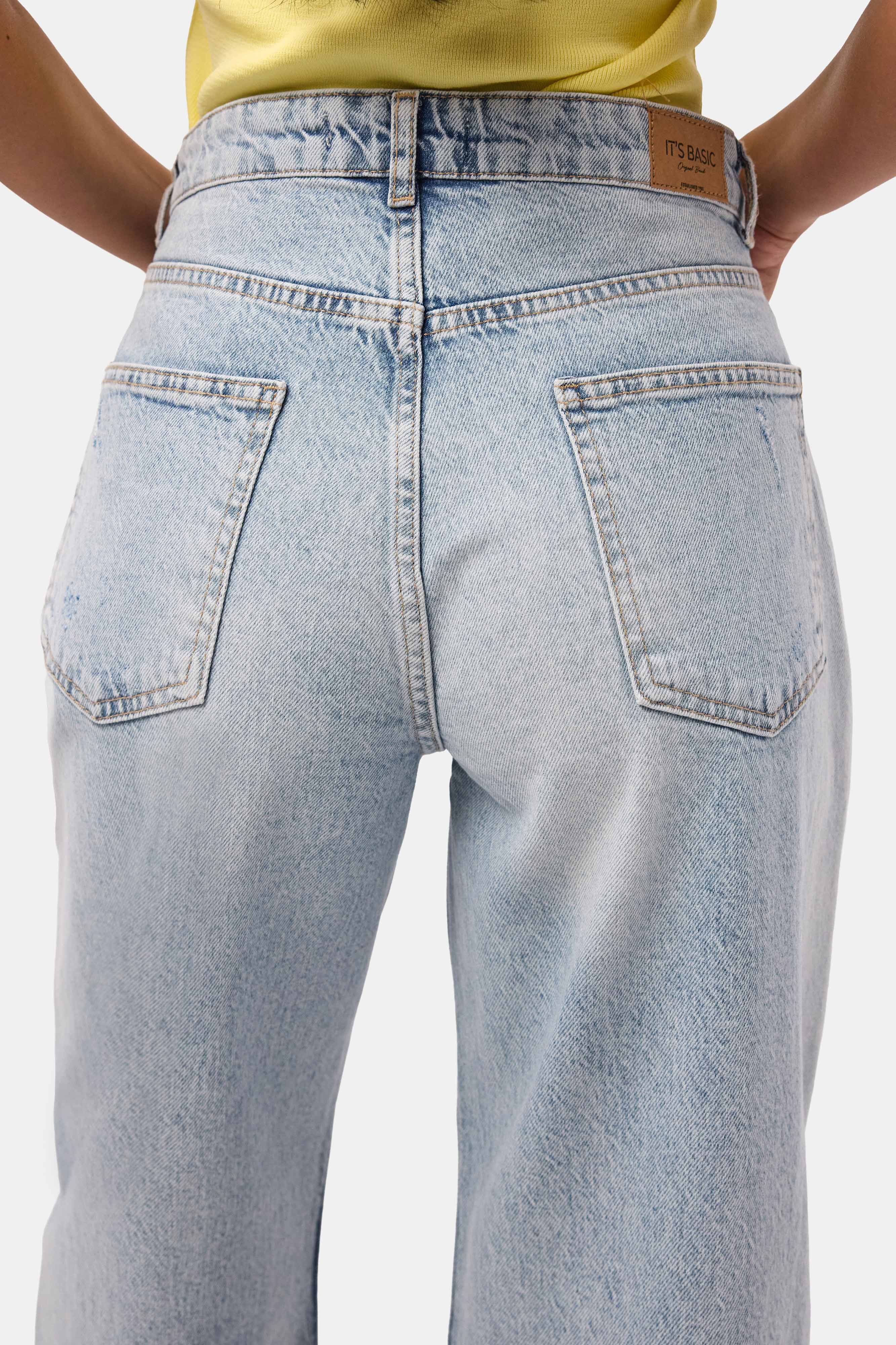 Kadın Kot Renk 12s6-3 Mid Rise Baggy Barrel Fit Denim Jean