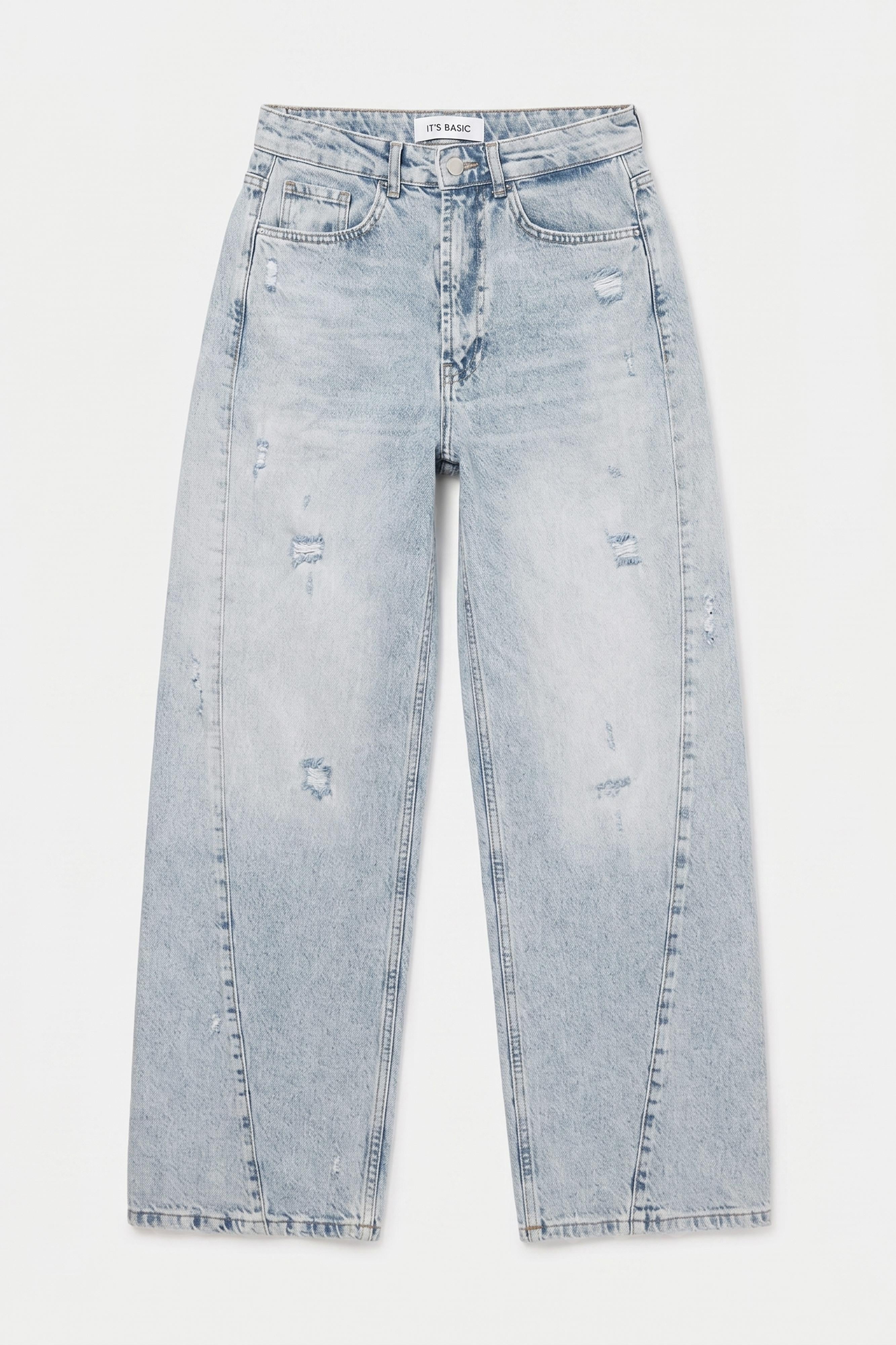 Kadın Kot Renk 12s6-3 Mid Rise Baggy Barrel Fit Denim Jean