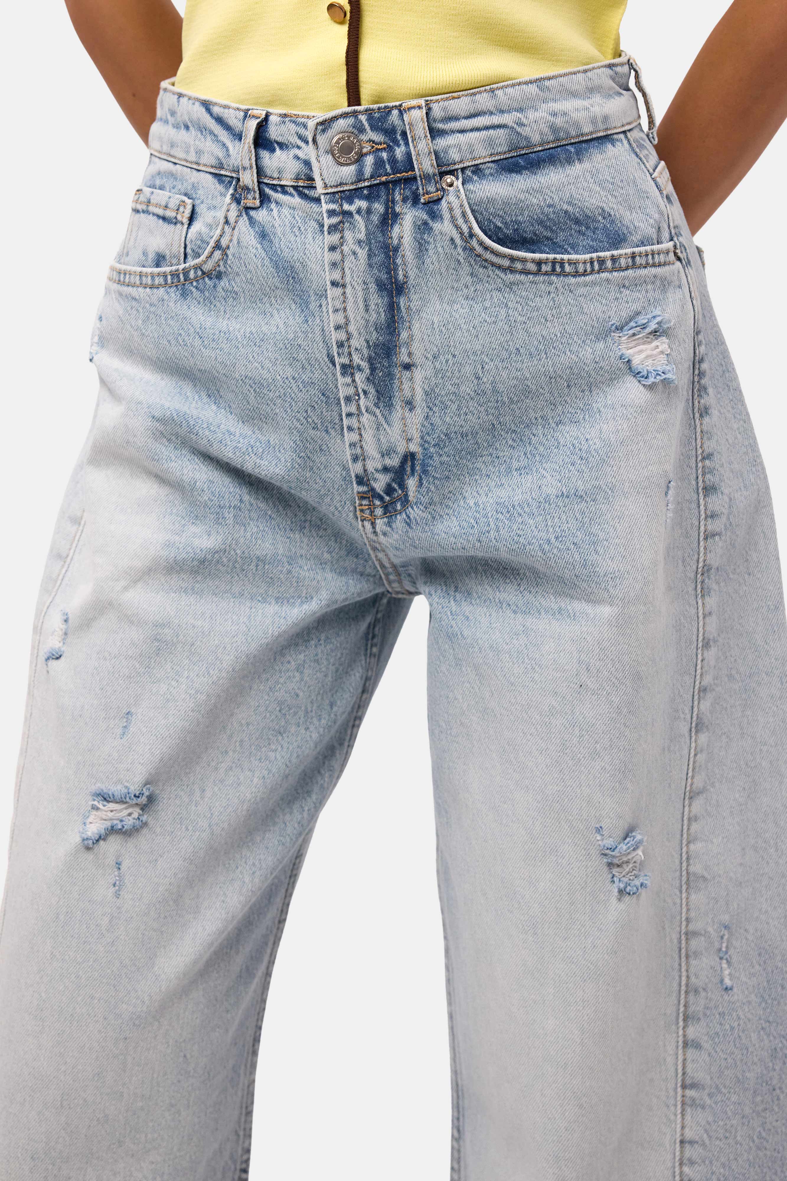 Kadın Kot Renk 12s6-3 Mid Rise Baggy Barrel Fit Denim Jean