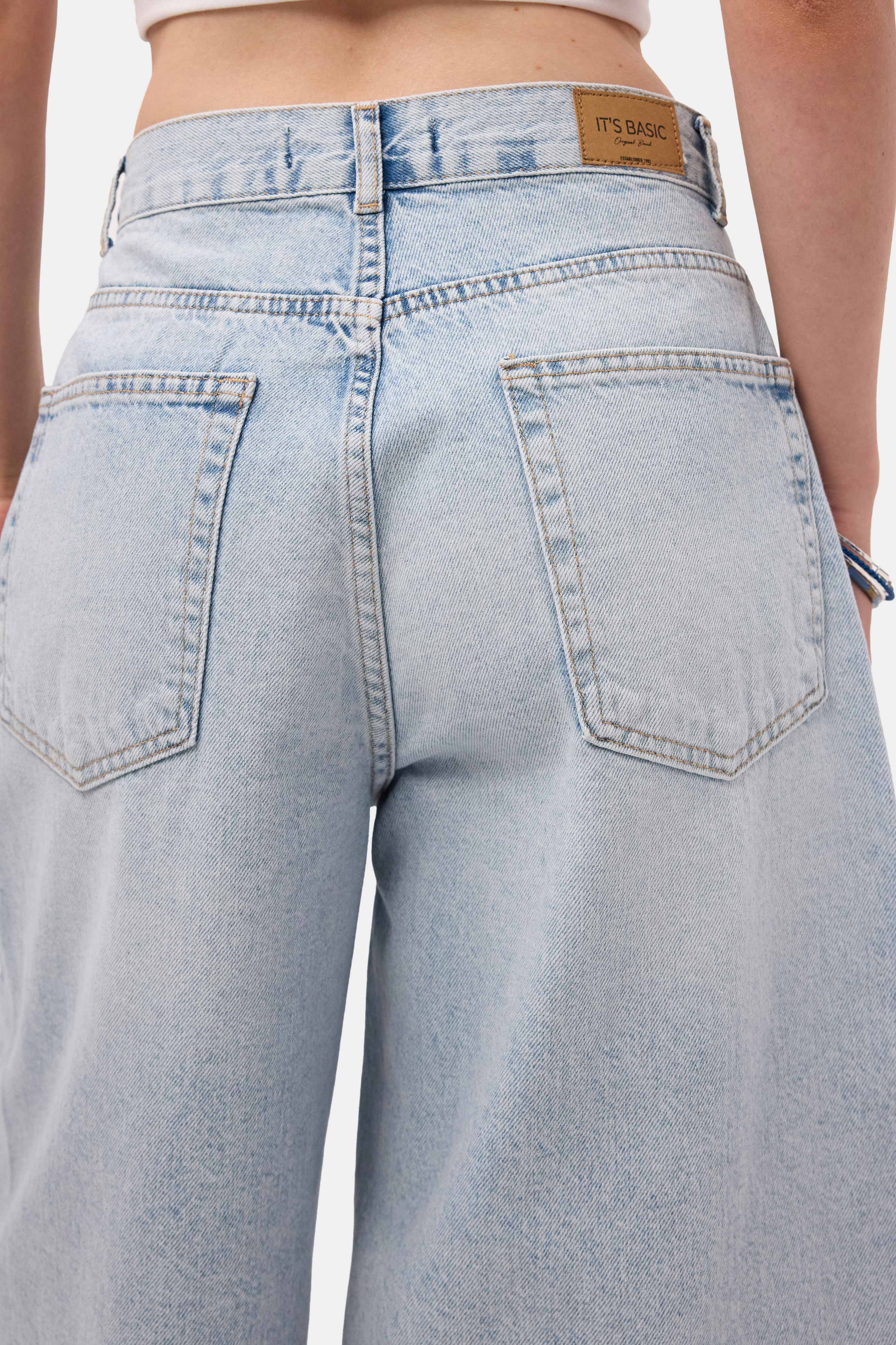 Kadın Kot Renk 4s6-3 Maxi Denim Bermuda Şort