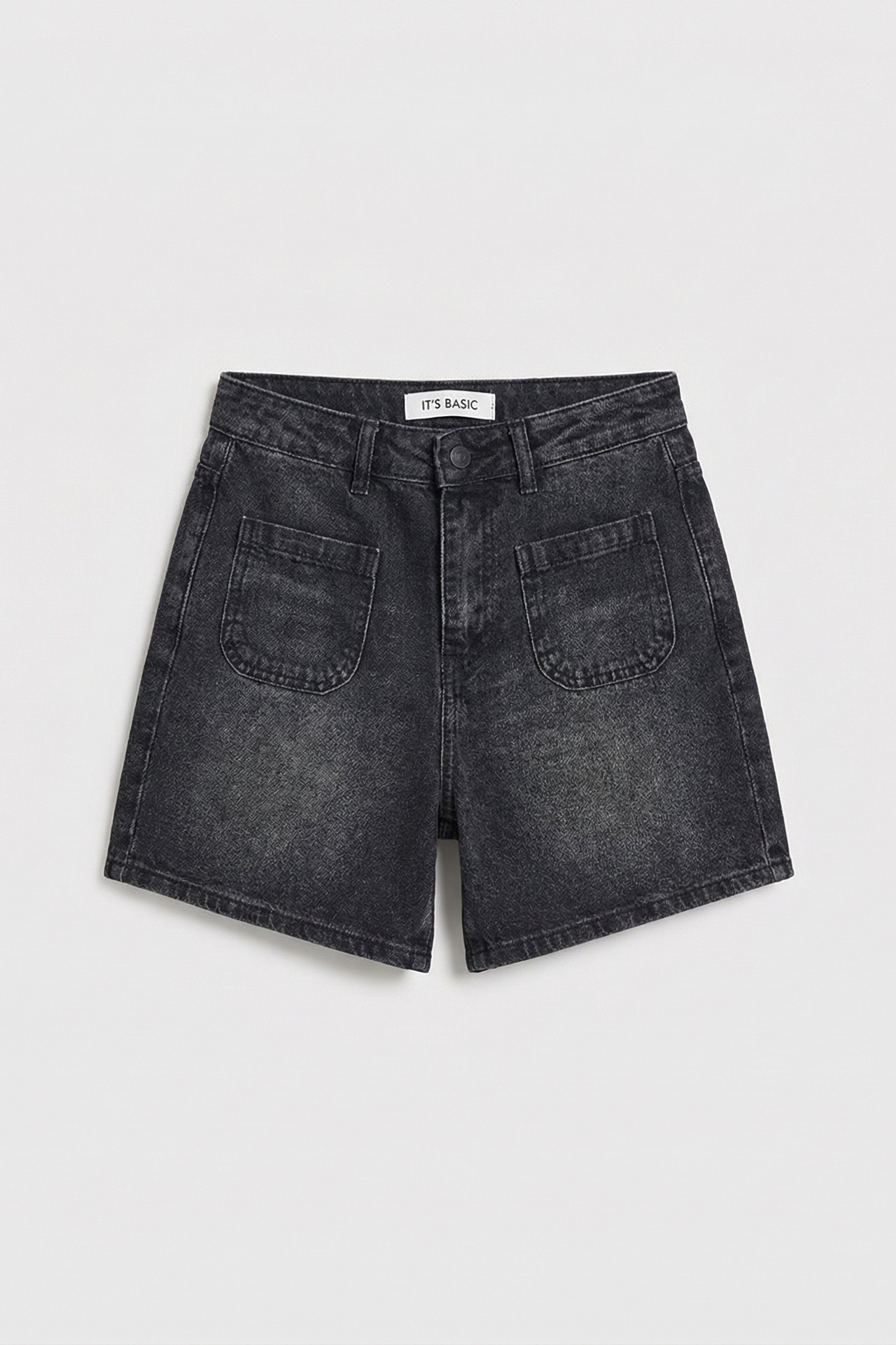 Women's Dark Smoked 2s6-1 Mom Fit Front Pocket Denim Shorts