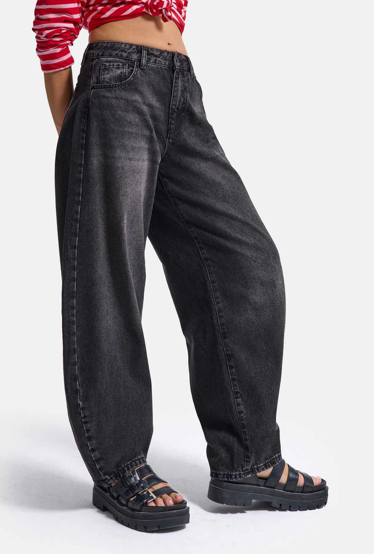 Kadın Koyu Füme 2w6-1 Mega Balon Fit %100 Koton T45 Denim Jean