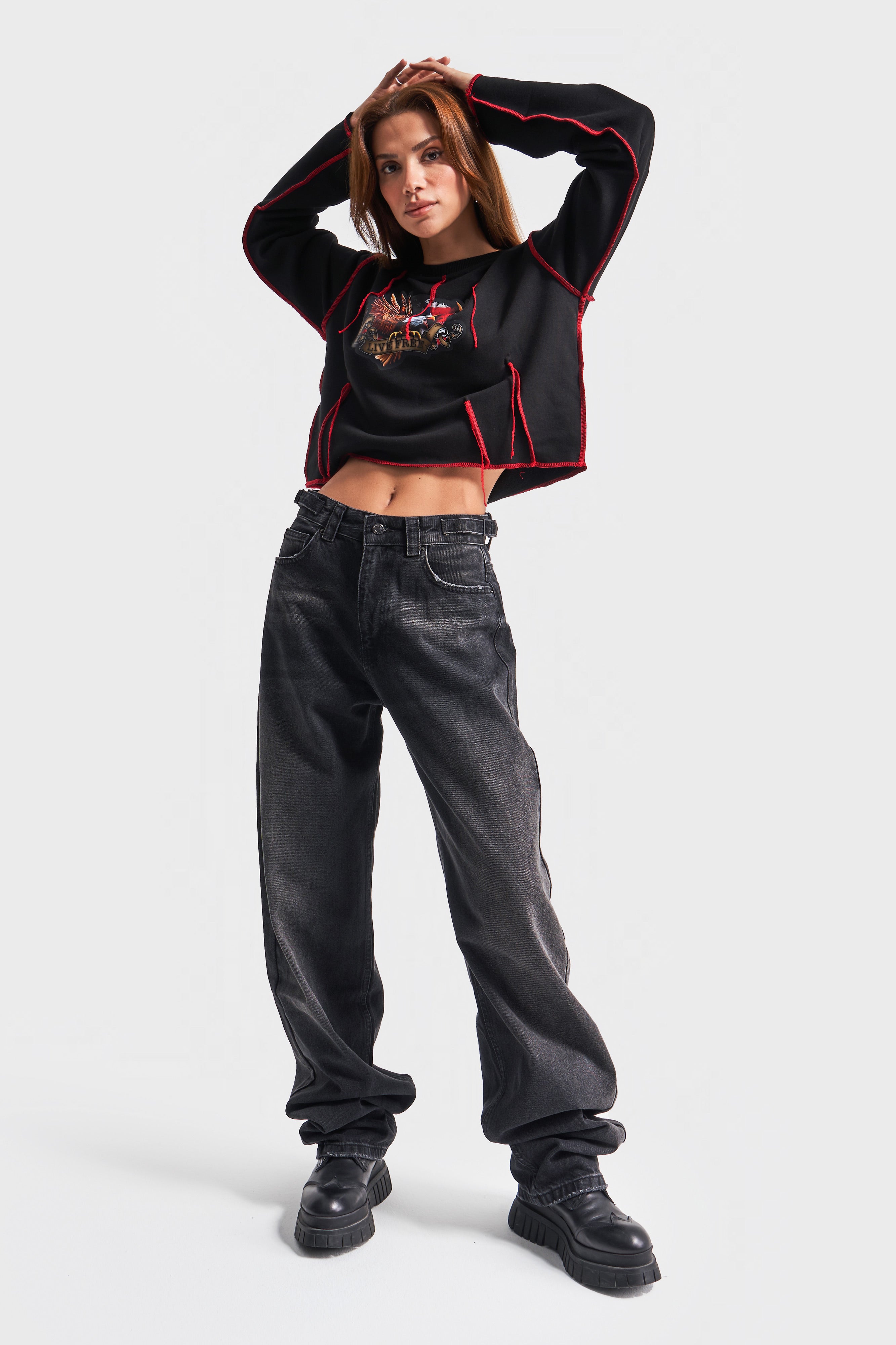 Женские джинсы темно-дымчатого цвета Lotus 18w41 Super Baggy Fit