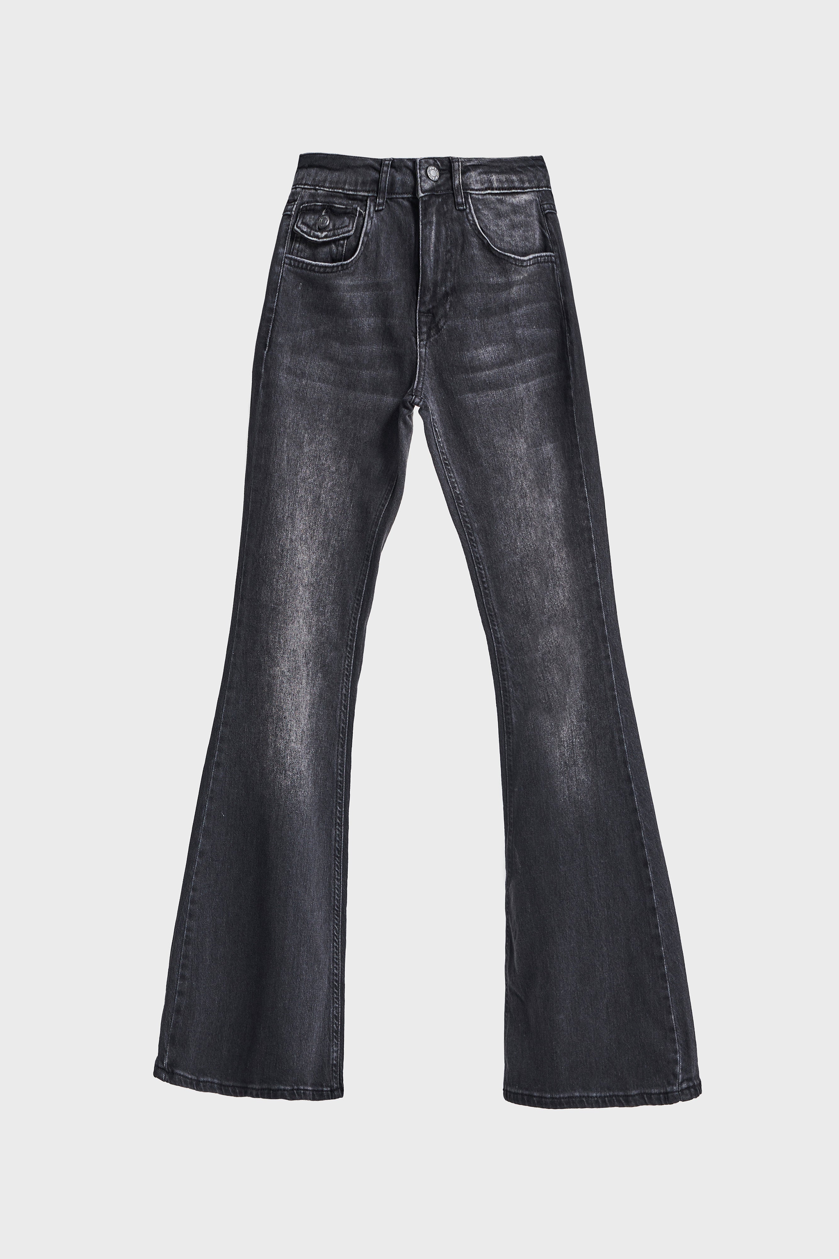 Kadın Koyu Füme Renk 2w5-1 SLN05 Midrise Flare Fit Esnek Kumaş İç Boy 83cm Denim Jean