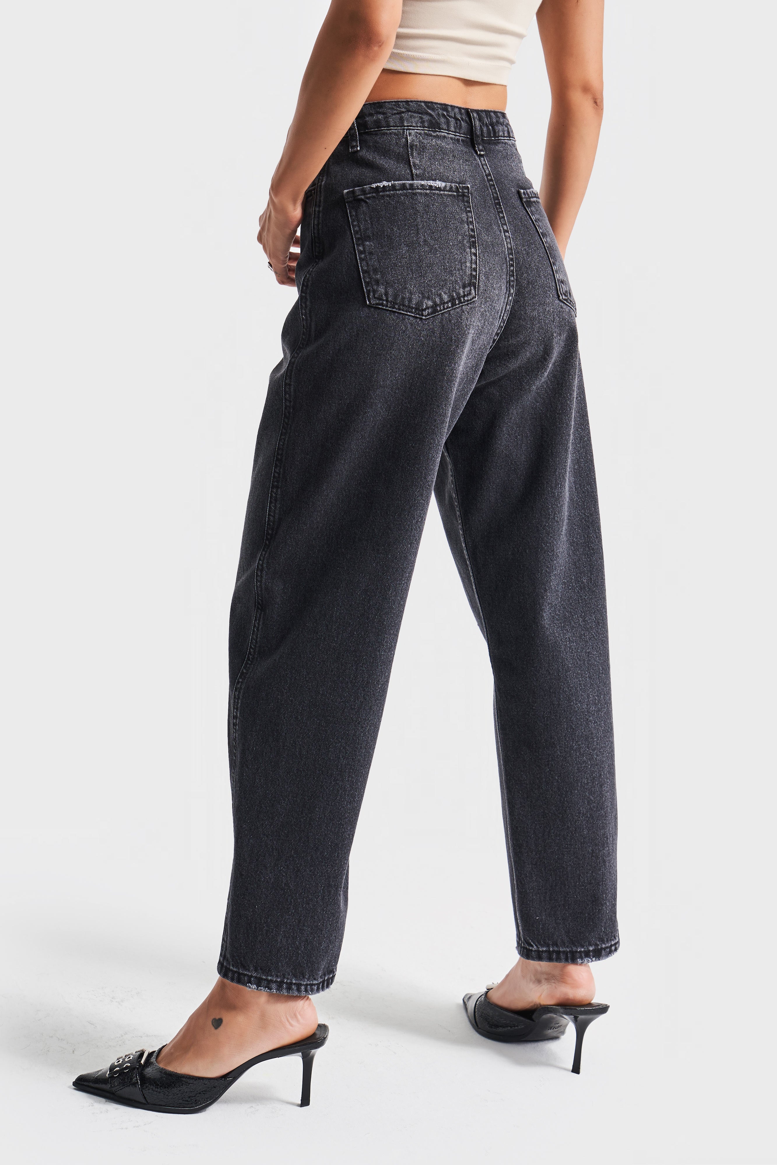 Women's Dark Smoke Color 100% Cotton Relax Fit Denim