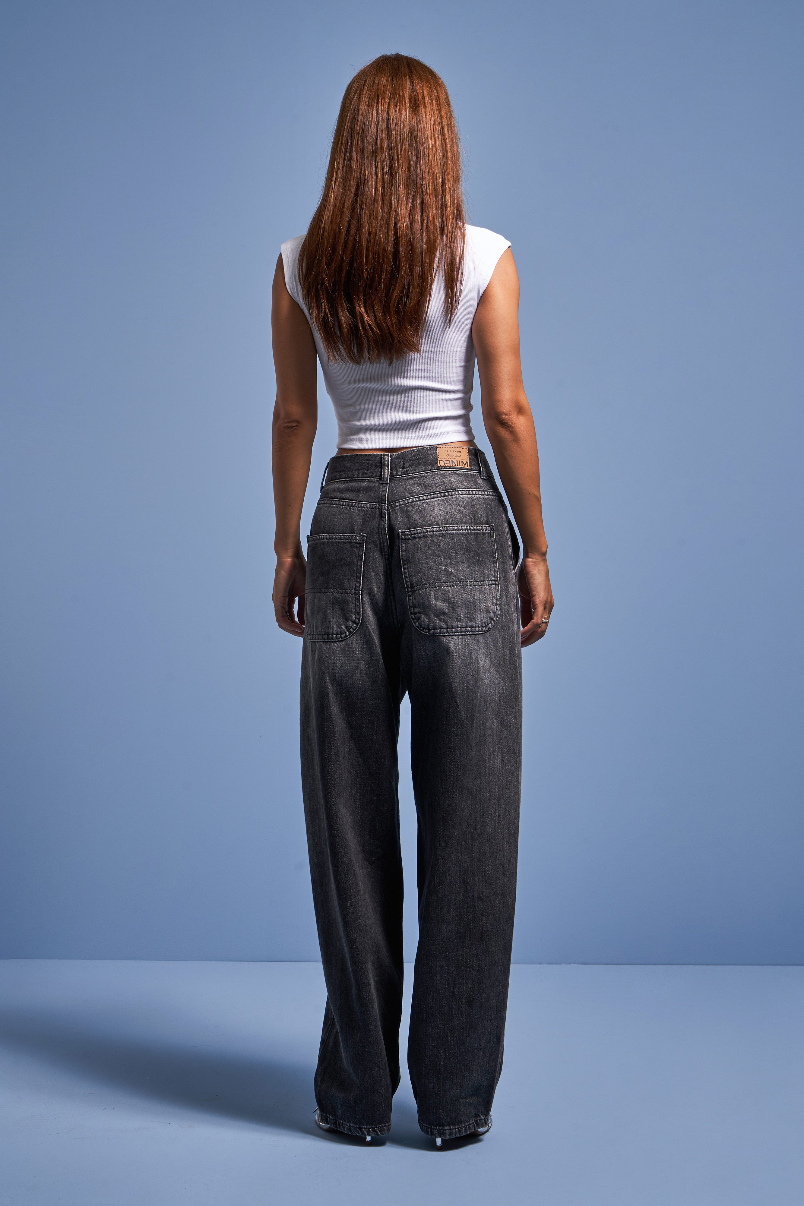 Женские джинсы темно-дымчатого цвета, можжевельник, приталенный крой, 100% хлопок