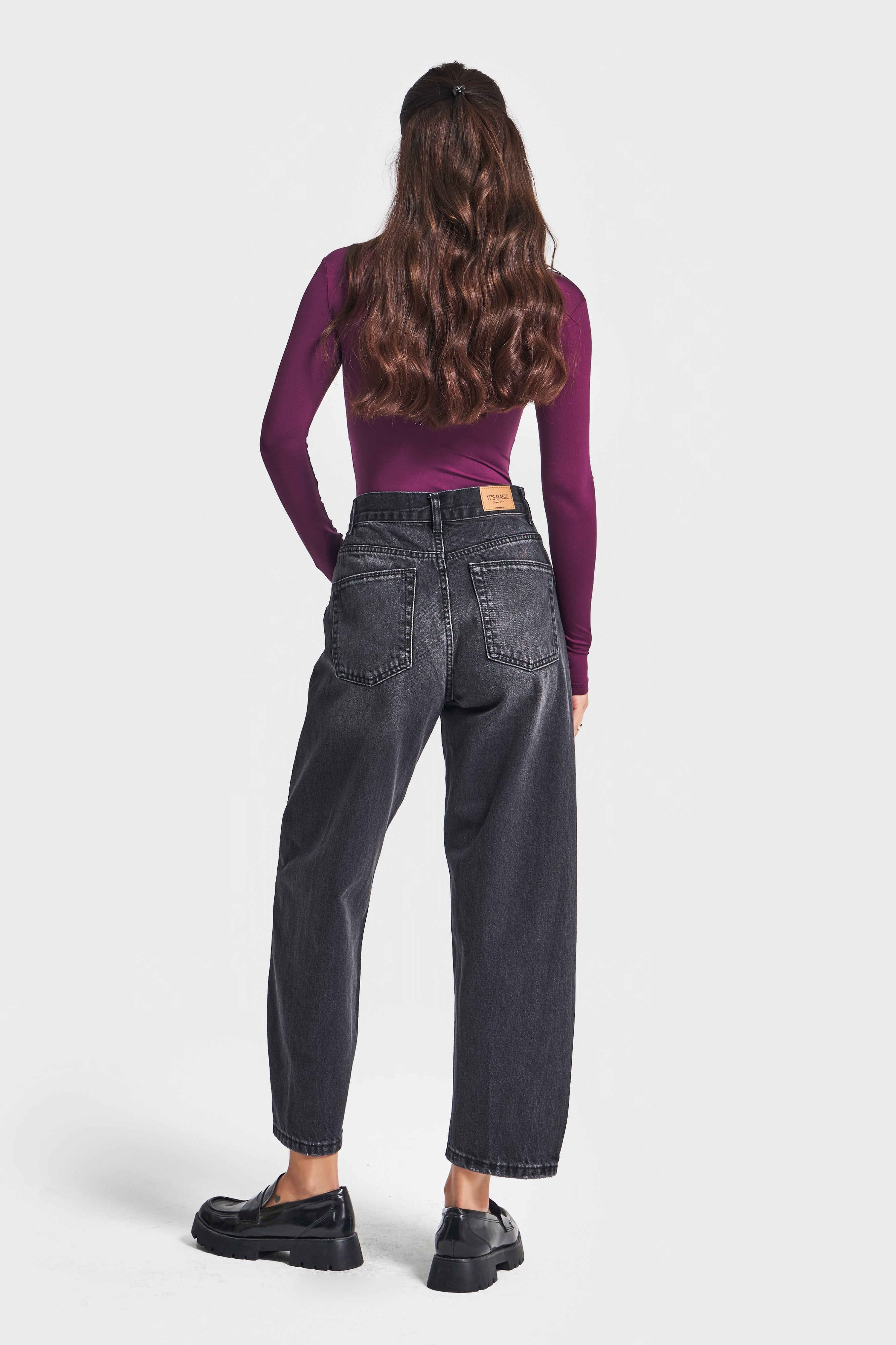 Kadın Koyu Füme Renk Venüs 2w5-1 Carrot Fit Rahat Kesim %100 Koton Denim Jean