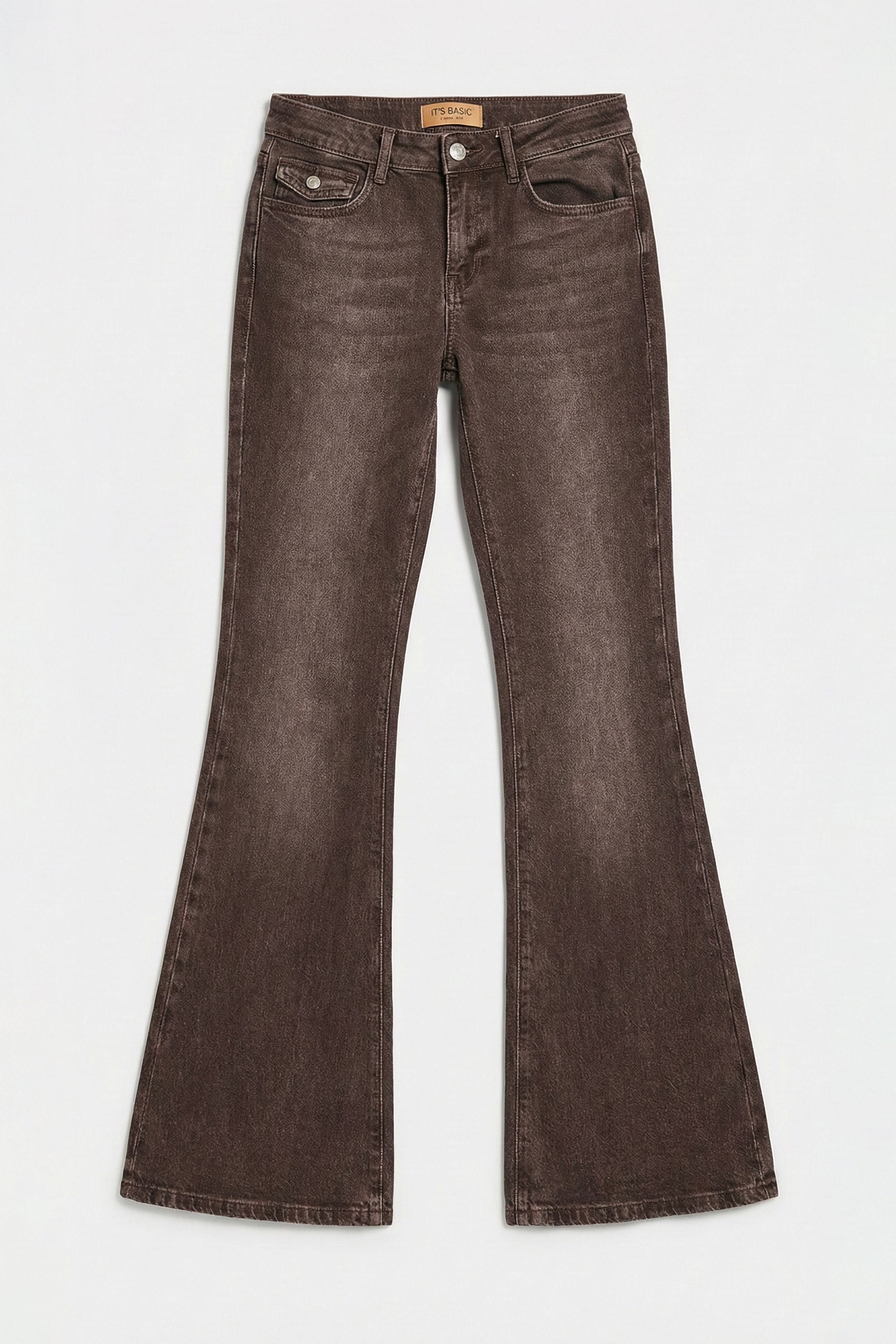 Kadın Koyu Kahve 2s6-16 Mid Rise Flare Fit Esnek Kumaş Denim Jean