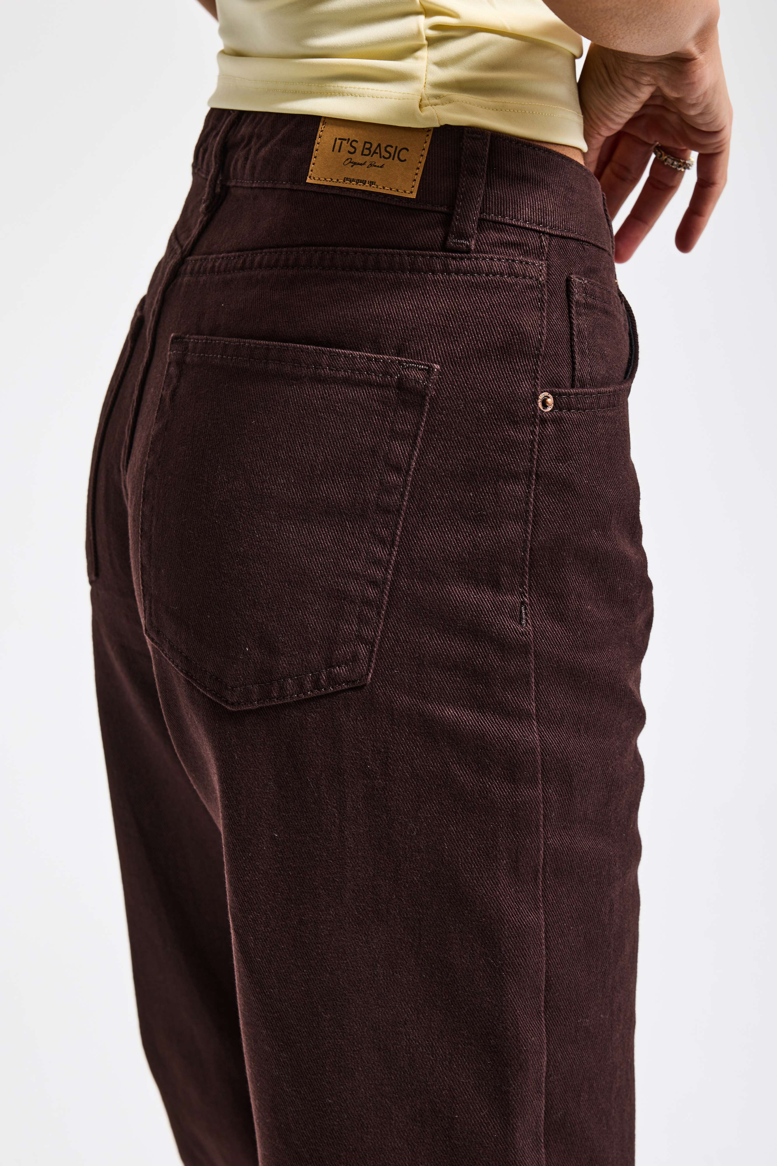 Kadın Koyu Kahve Doris 7s6-81 Straight Fit Yüksek Bel %100 Koton Denim Jean