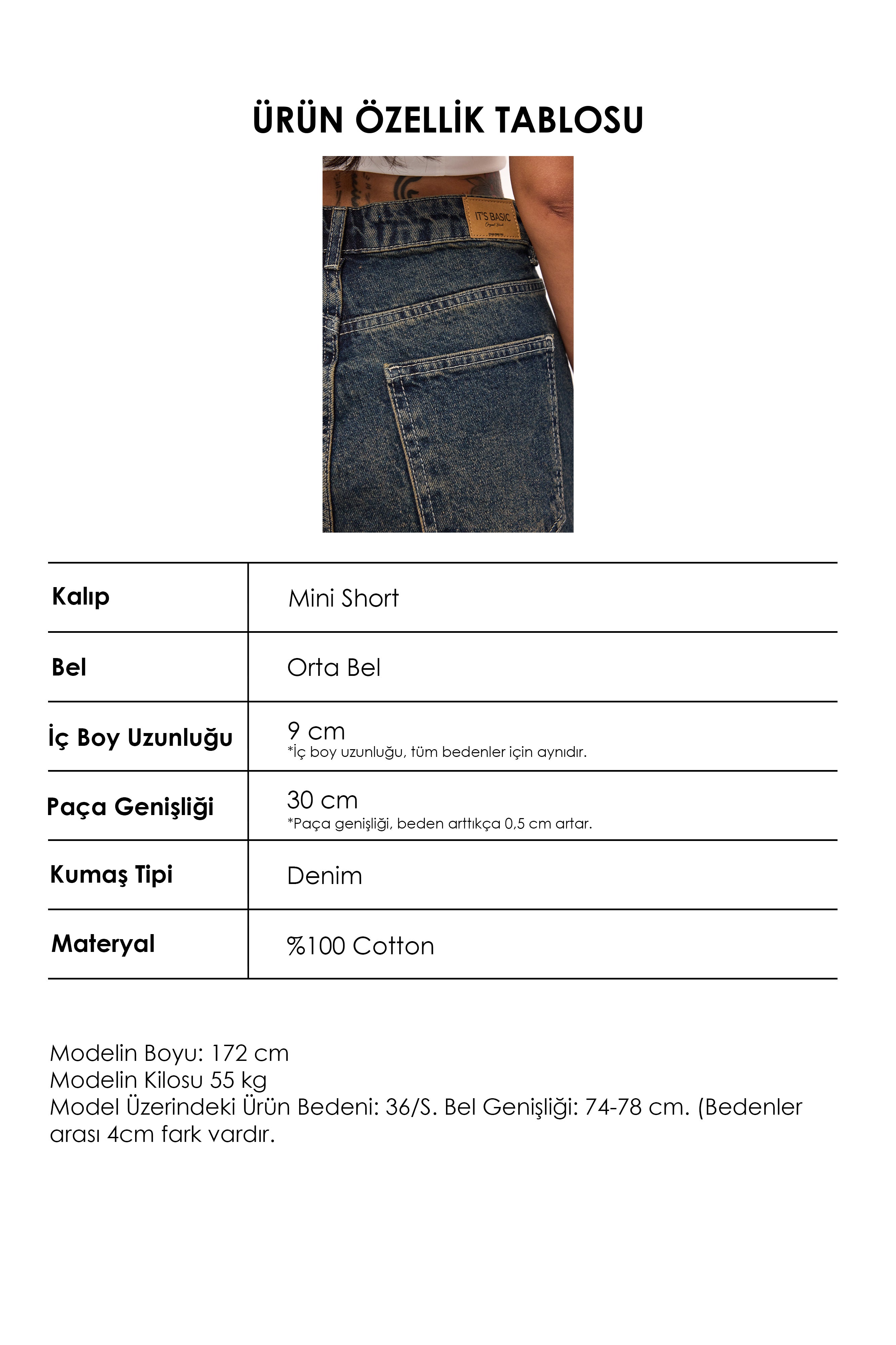 Kadın Koyu Kot 10s6 Mini Yırtık Detaylı Denim Şort