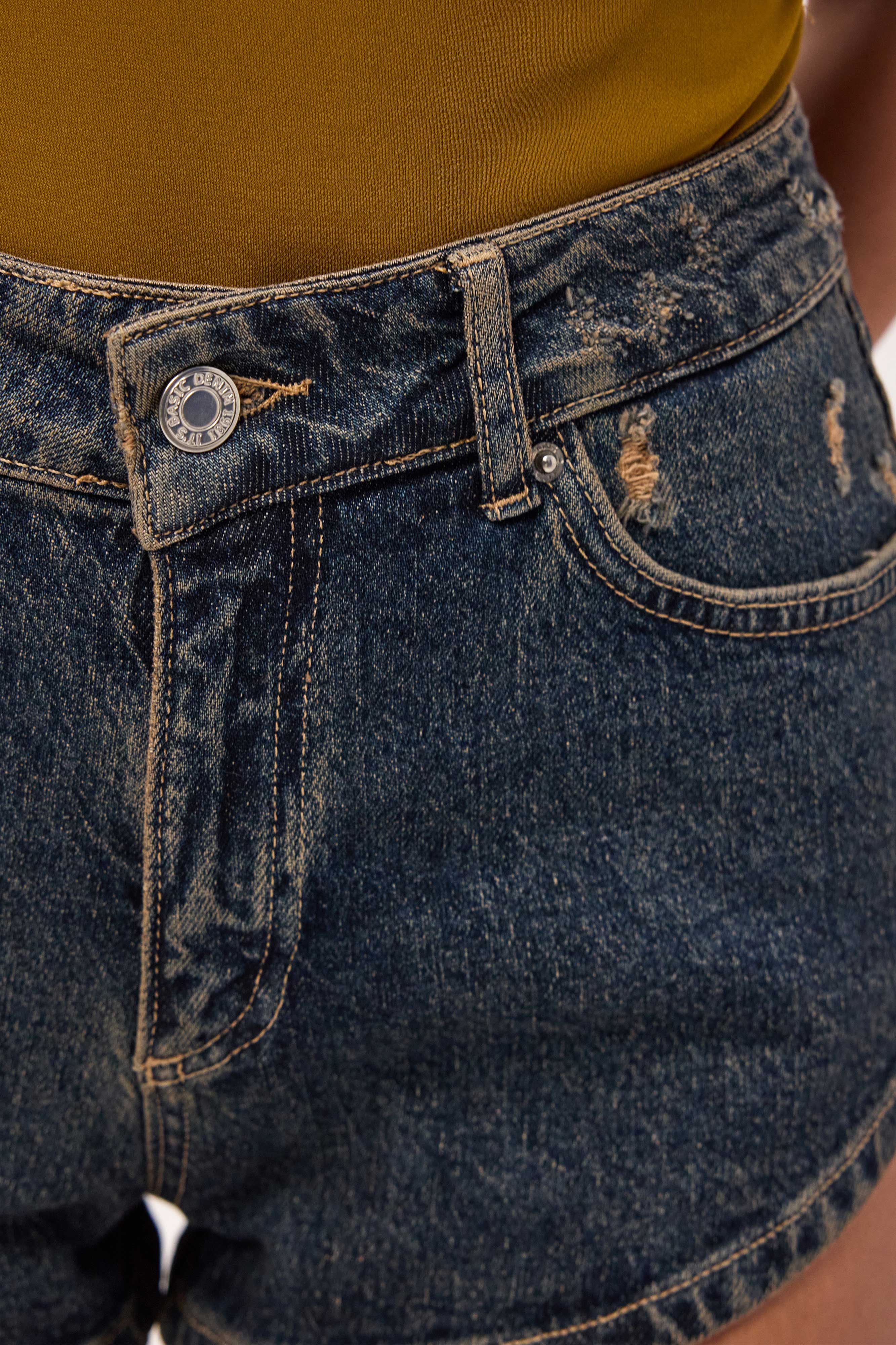 Kadın Koyu Kot 11s6 Süper Mini %100 Koton Denim Şort