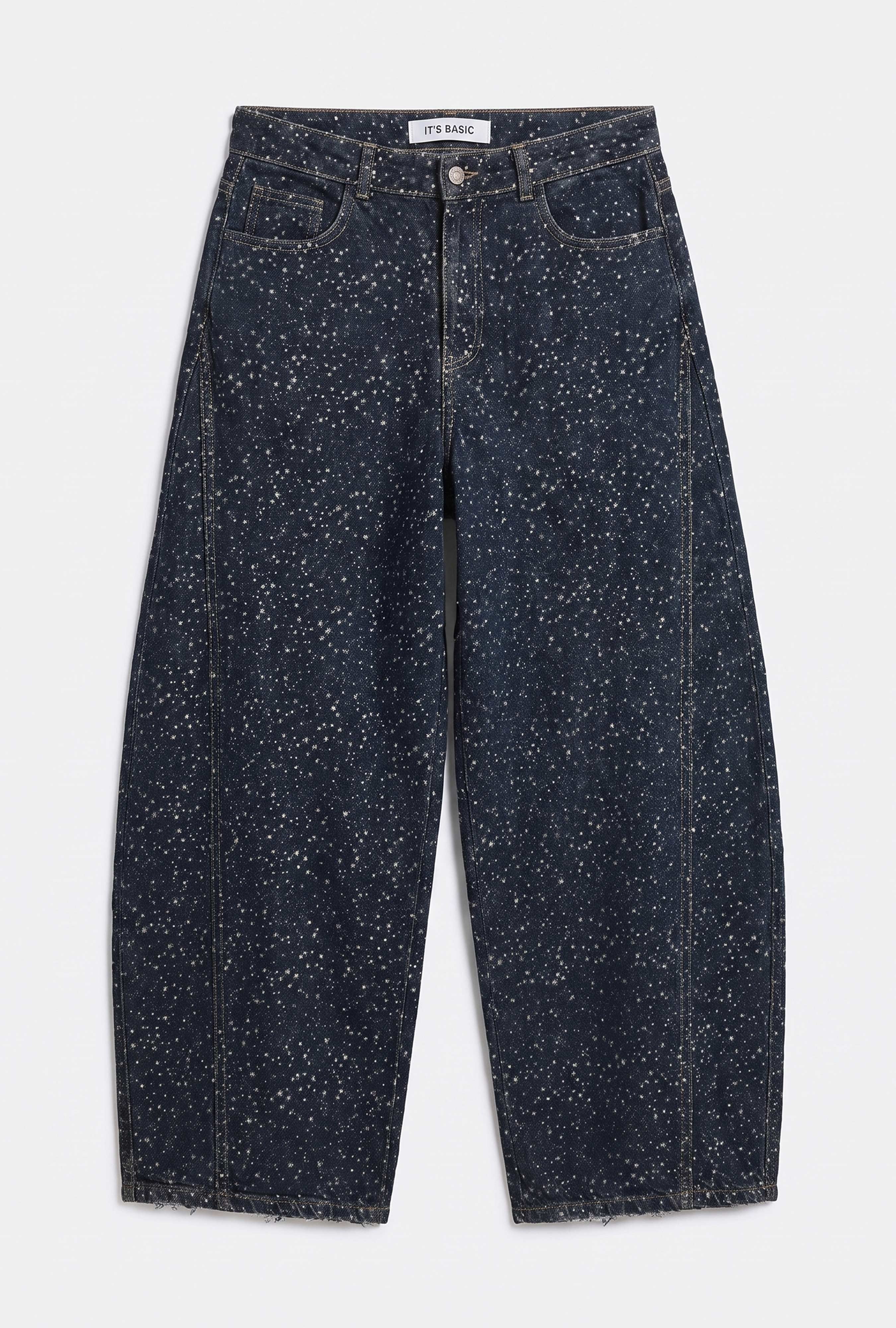 Kadın Koyu Kot 1w6-8 Baggy Fit Özel Kumaş Aksesuar Detaylı Tasarım Denim Jean
