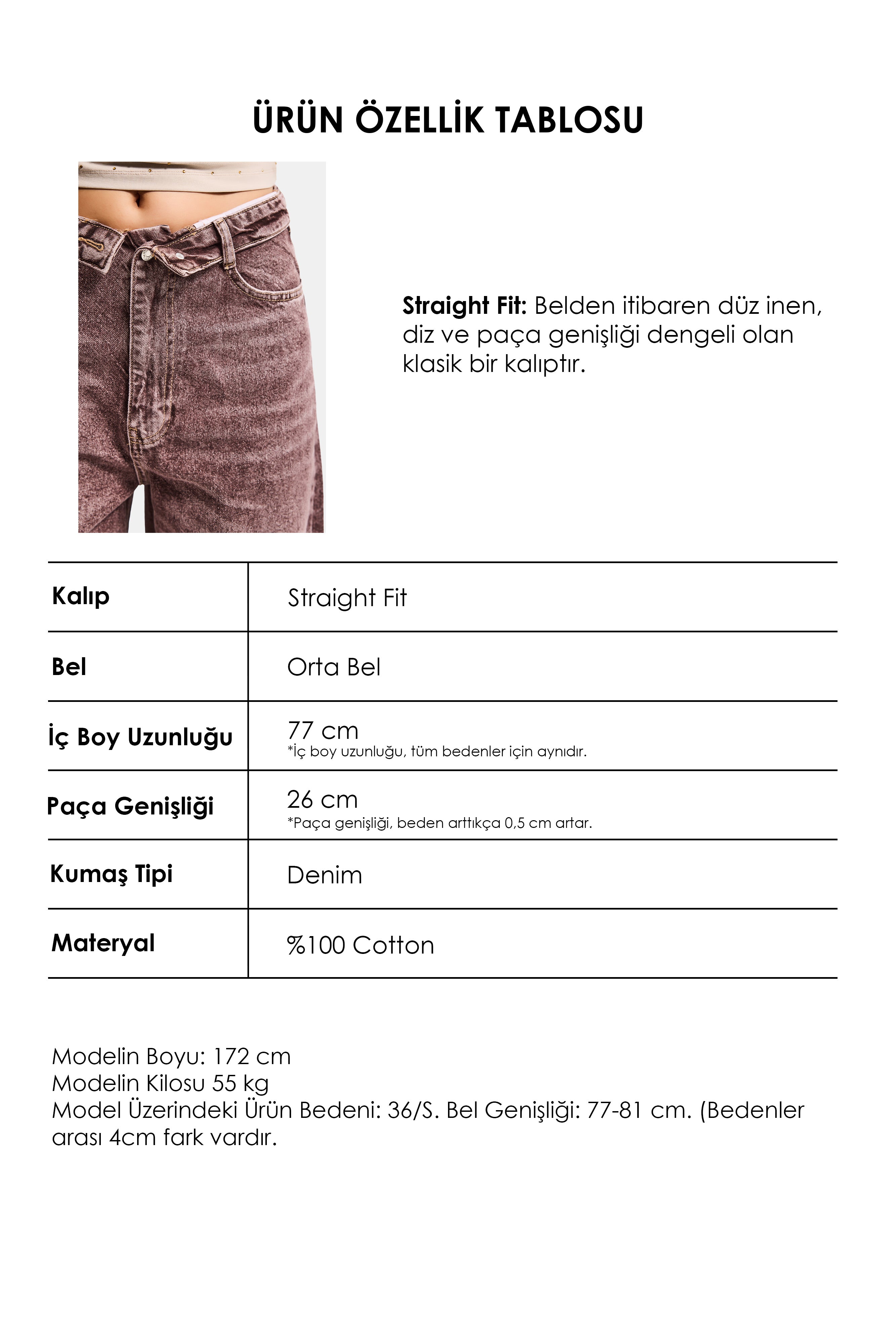 Kadın Koyu Kot 4s6-157 Straight Fit Kemer Detaylı Özel Tasarım Denim Jean