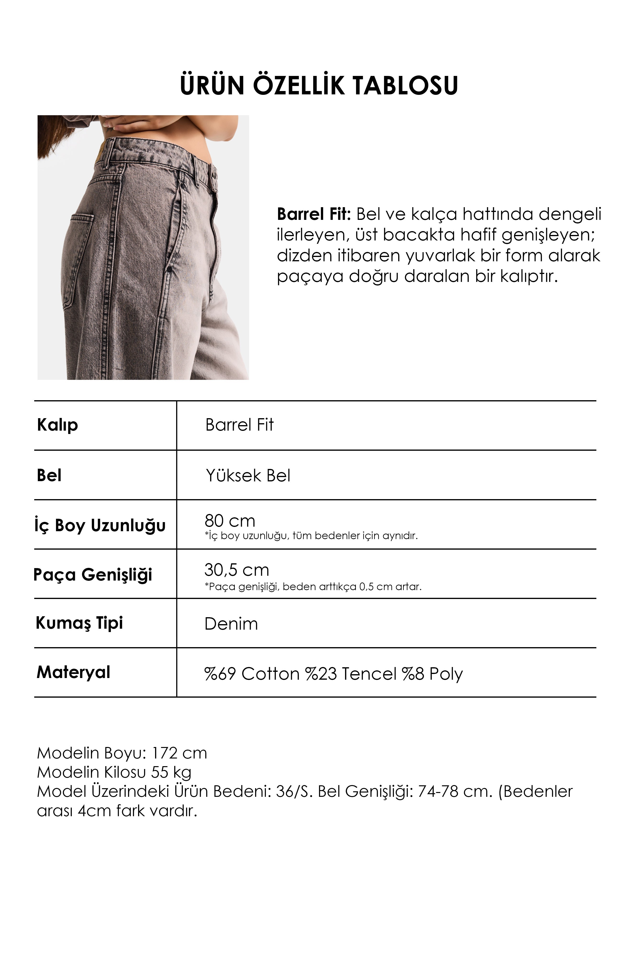 Kadın Koyu Kot 4s6-165 Barrel Yüksek Bel Fit Süper Bol Kesim Kemer Detaylı Tasarım Denim Jean
