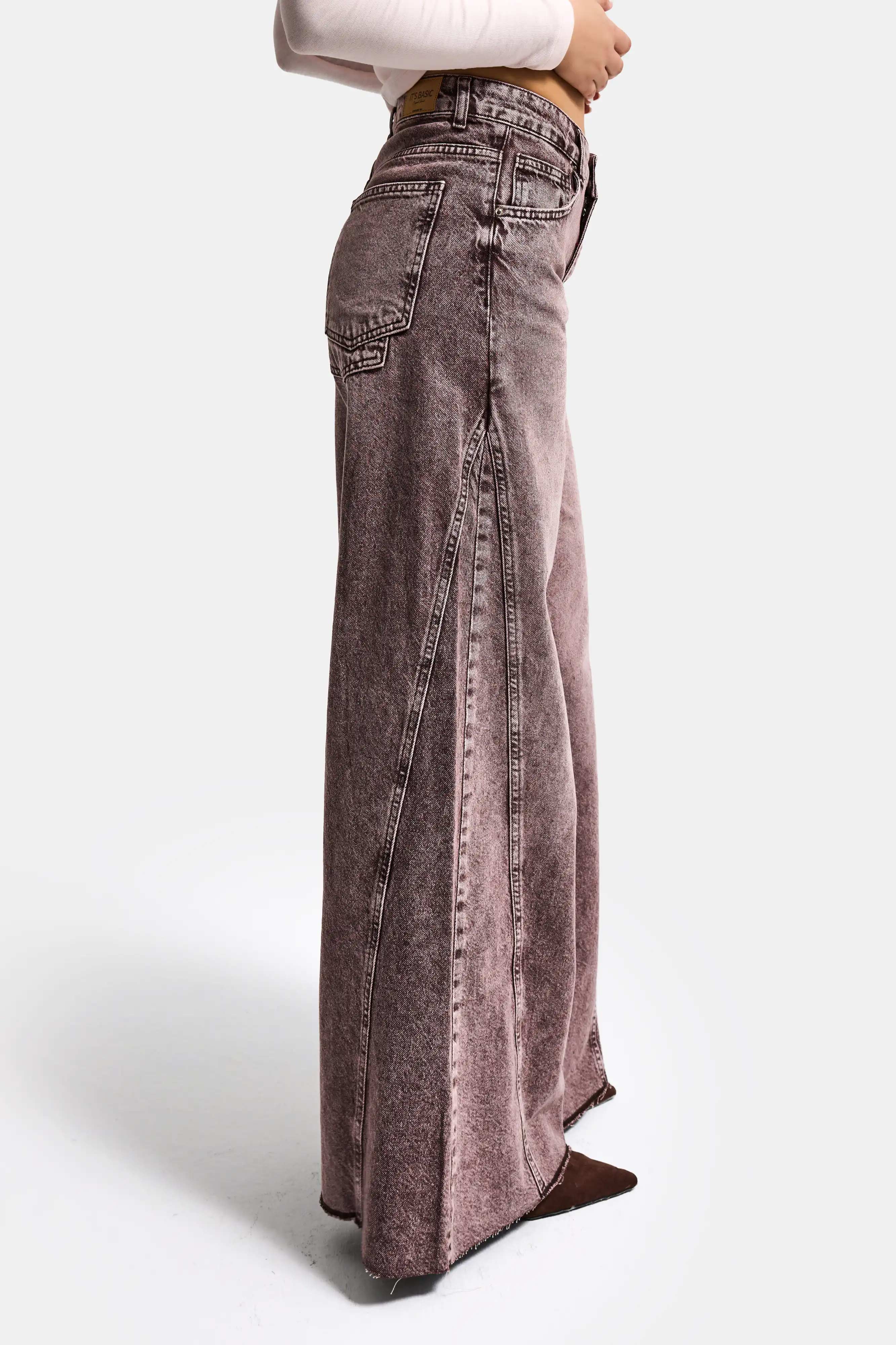 Kadın Koyu Kot Rengi 4s6-157 Süper Palazzo %100 Koton Denim Jean