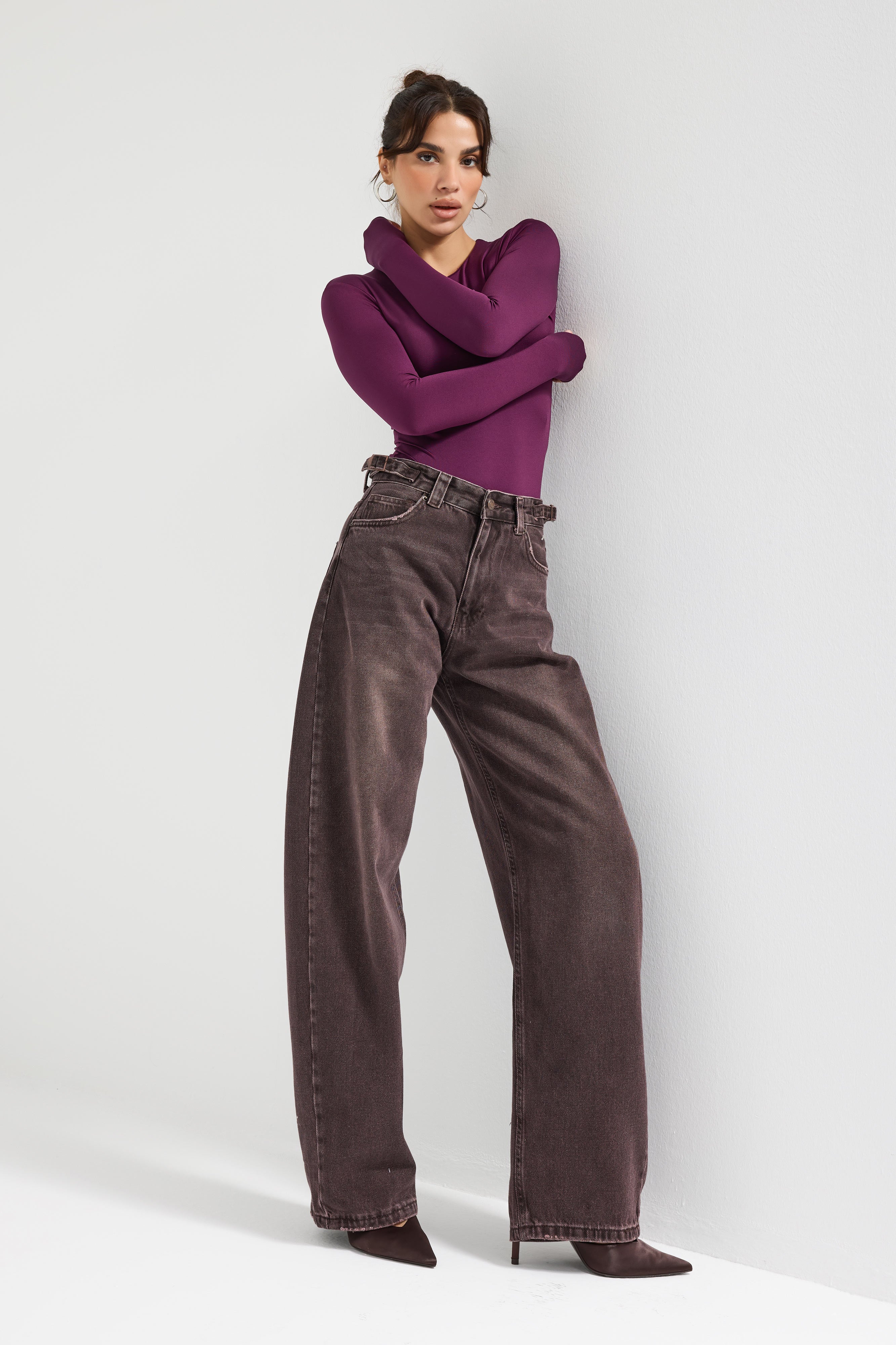 Kadın Koyu Kot Rengi Lotus 2w5-16 Baggy Fit %100 Koton Bol Kesim Denim Jean