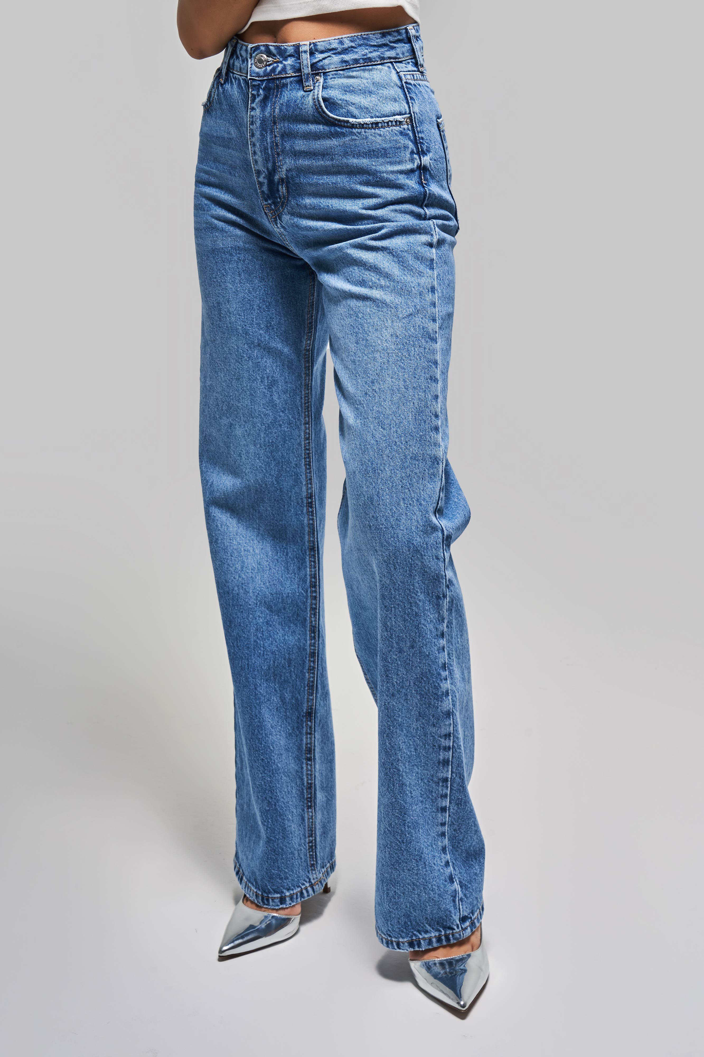 Kadın Koyu Kot Rengi Doris 4s5-4 Straight Fit Yüksek Bel %100 Koton İç Boy 80cm Denim Jean