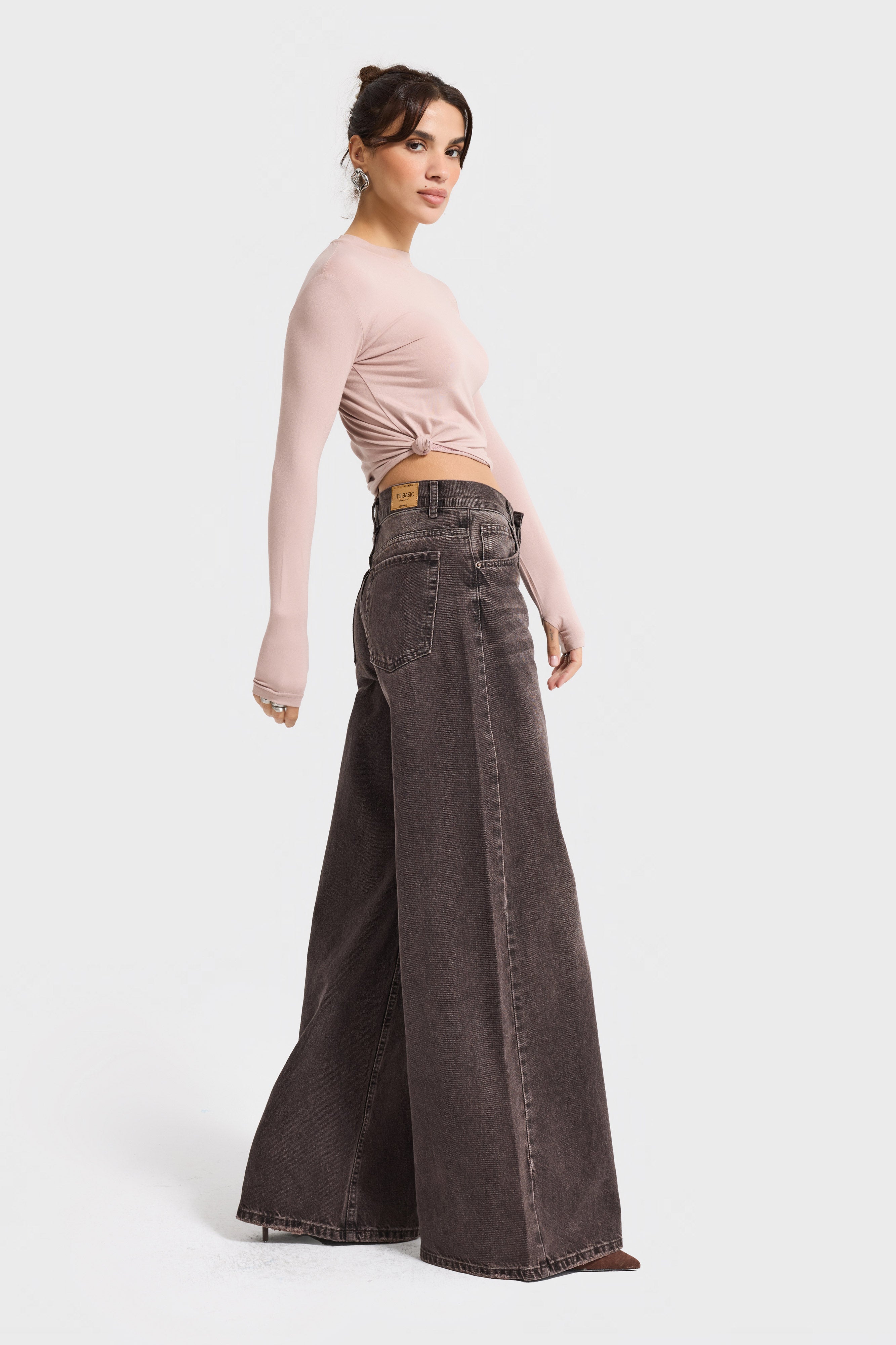 Kadın Koyu Kot Rengi Hera 4w5-156 Palazzo Fit %100 Koton Denim Jean