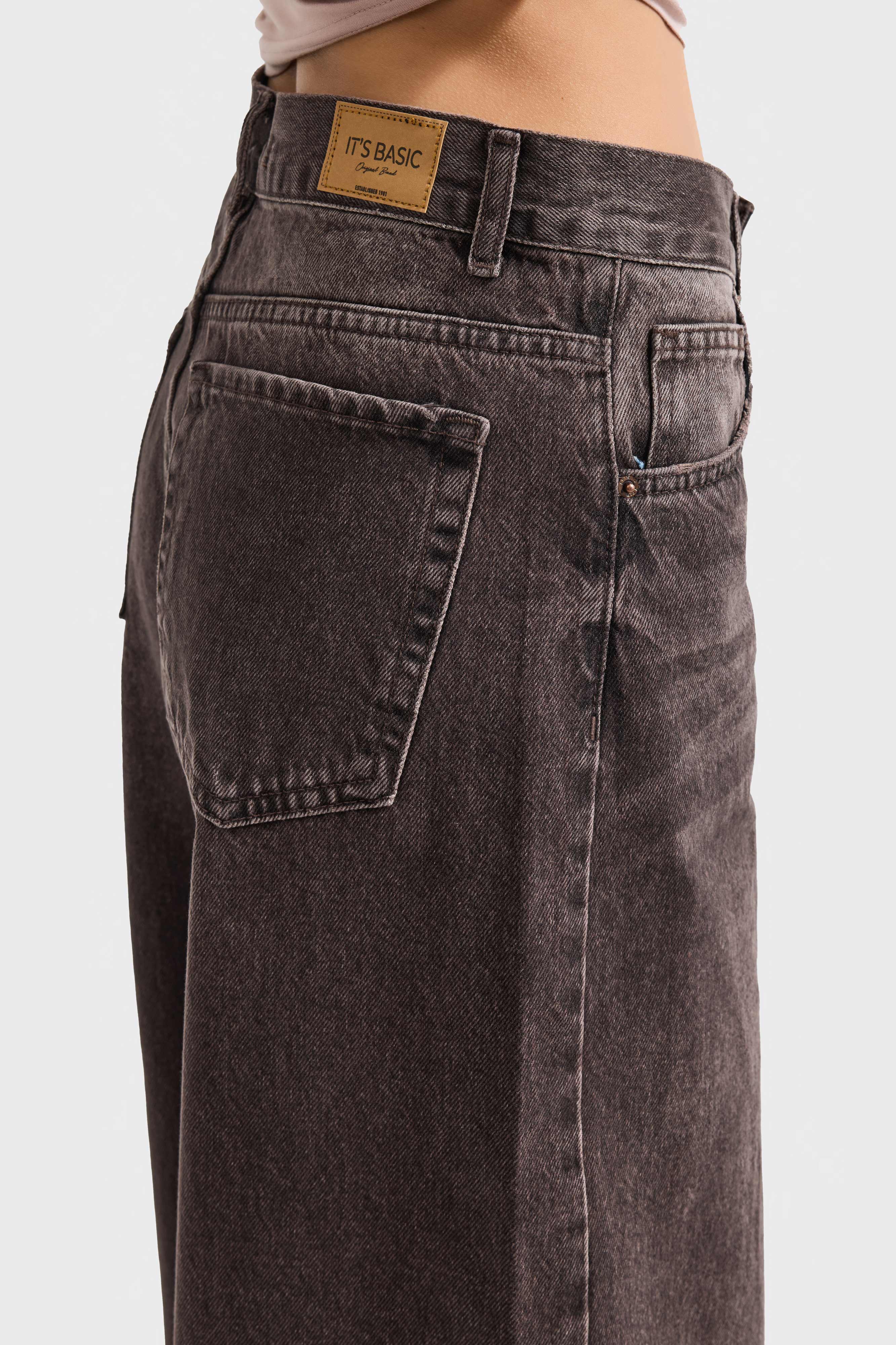 Kadın Koyu Kot Rengi Hera 4w5-156 Palazzo Fit %100 Koton Denim Jean