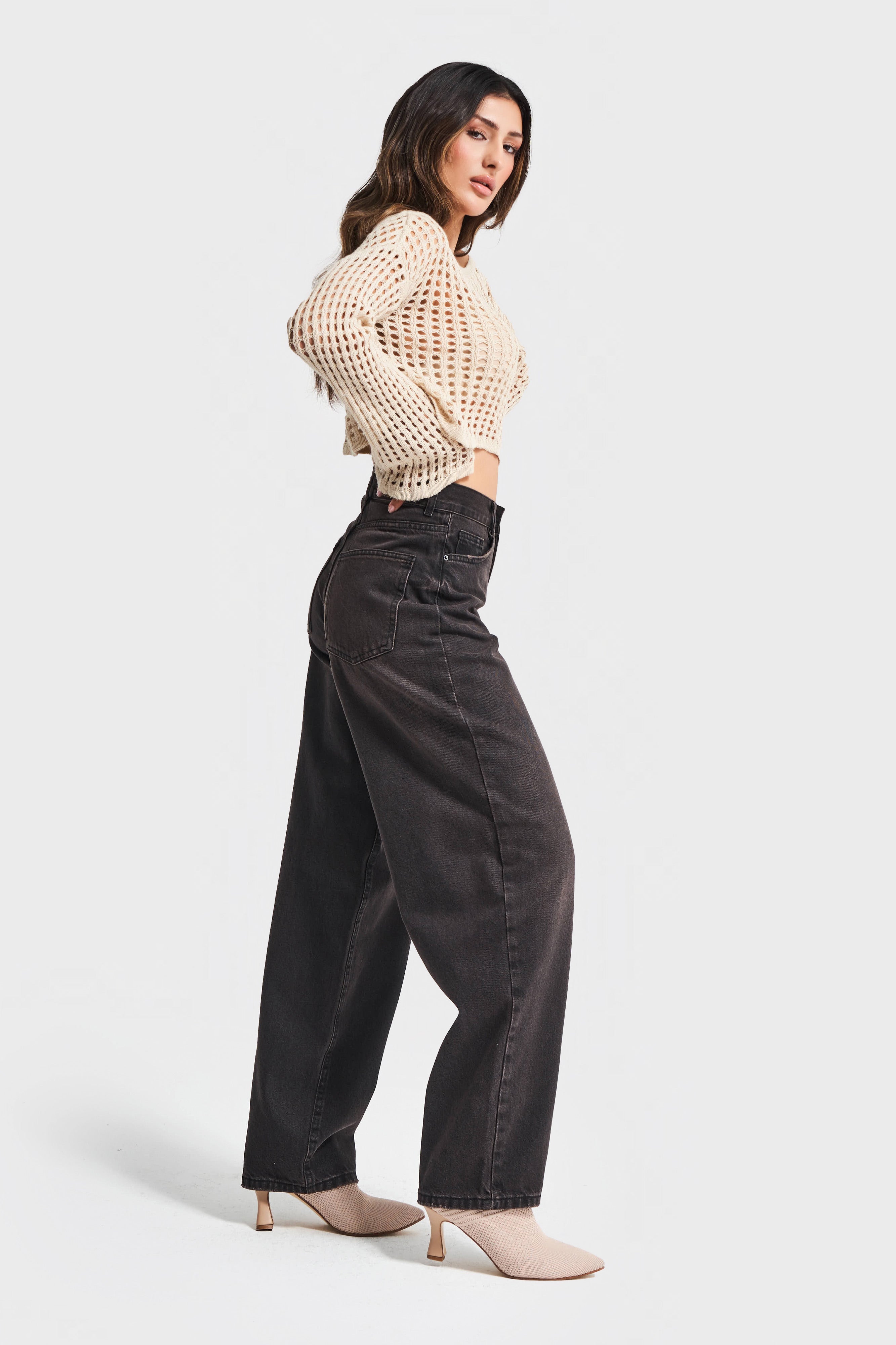 Kadın Koyu Kot Rengi Cindy 2w5-62 Skater Fit Bol Kesim İç Boy 83cm Denim Jean