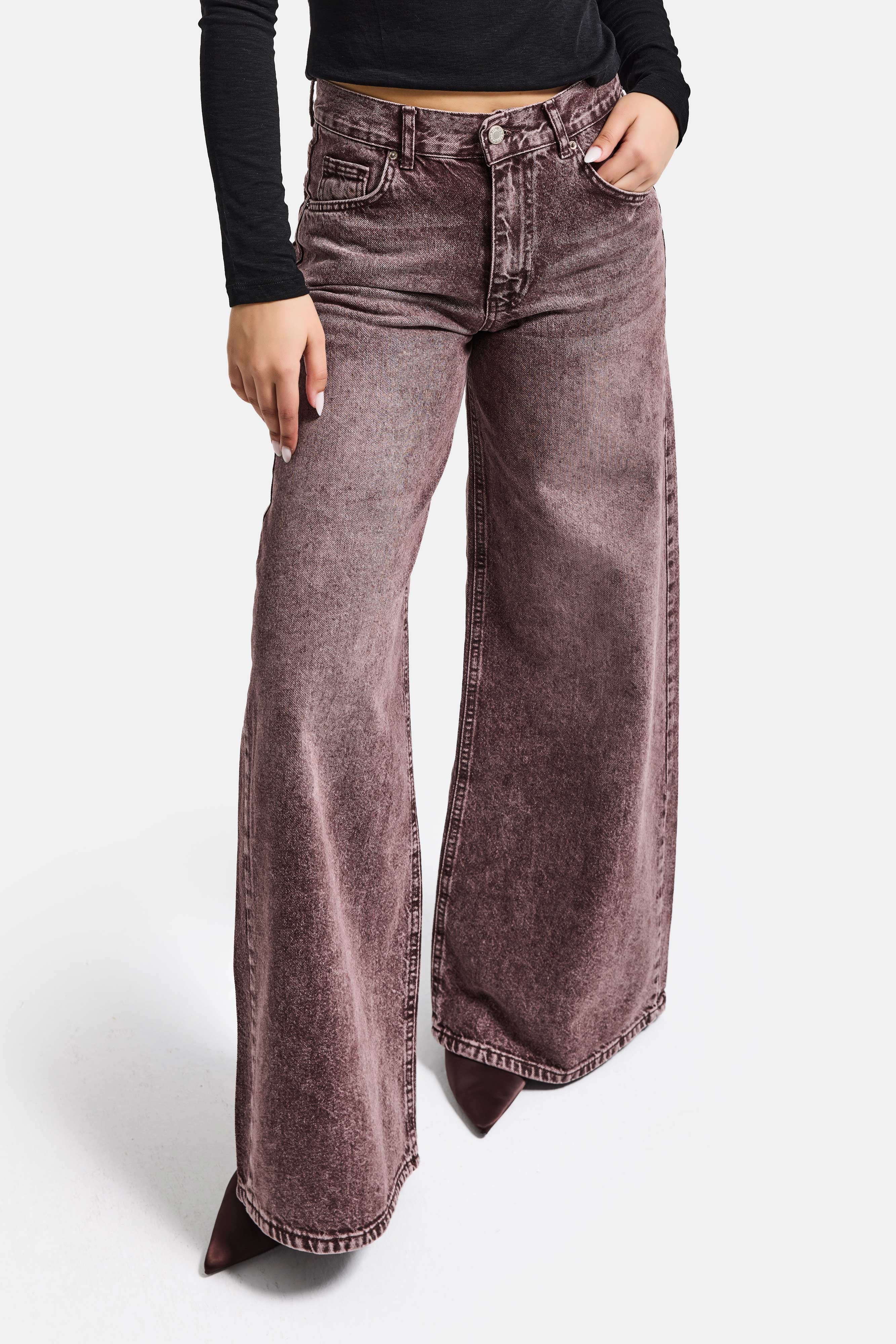 Kadın Koyu Kot Rengi Hera 4s6-157 Palazzo Fit Orta Bel Denim Jean