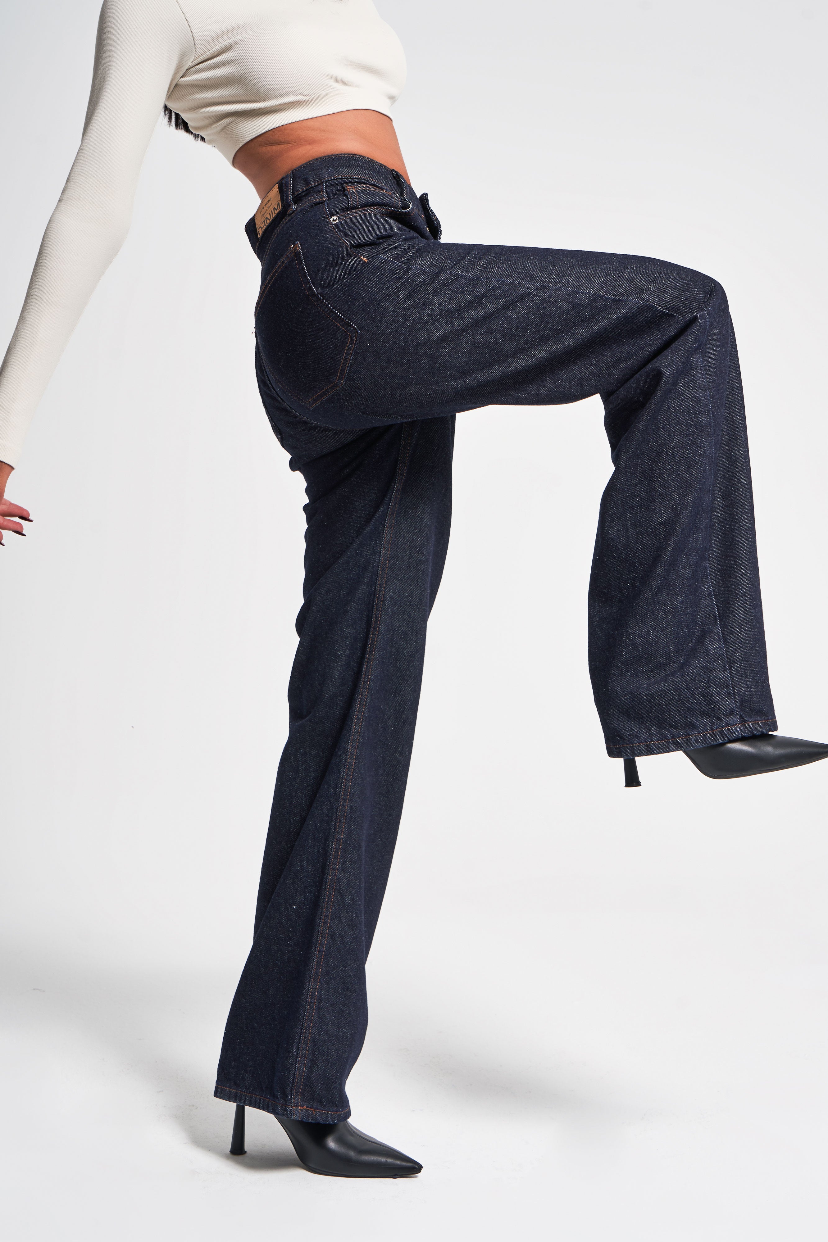 Женский темный джинсовый цвет Doris, прямой крой, 100% хлопок, с эффектом стирки в воде