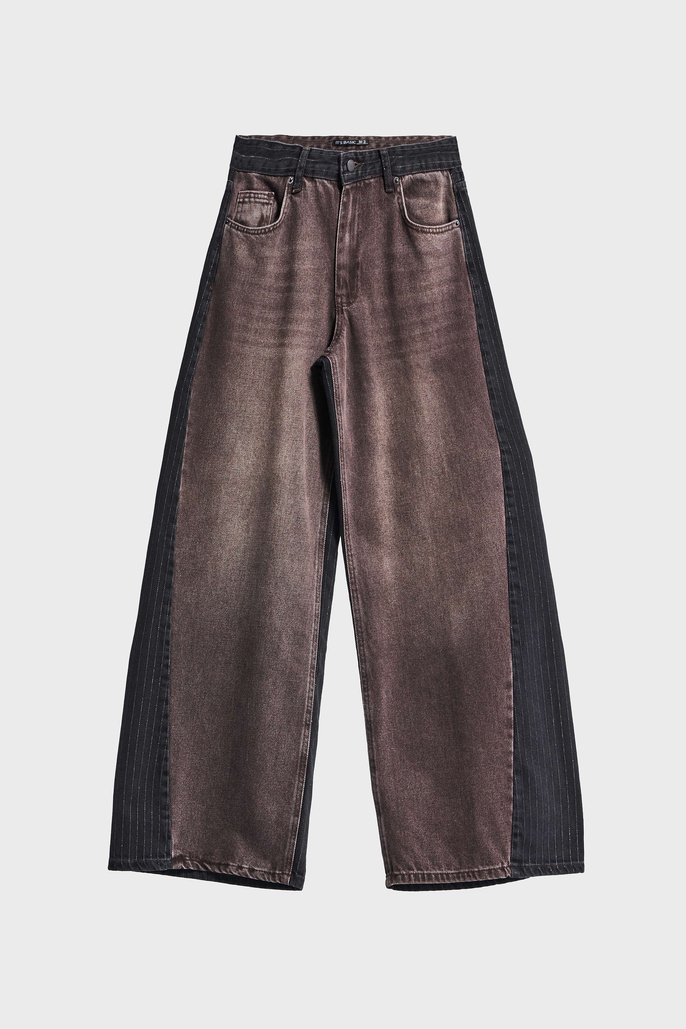 Kadın Koyu Kot Taş Rengi 2w5-16 Süper Palazzo Fit Komfort Kumaş İç Boy 80cm Kemer Detaylı Tasarım Denim Jean