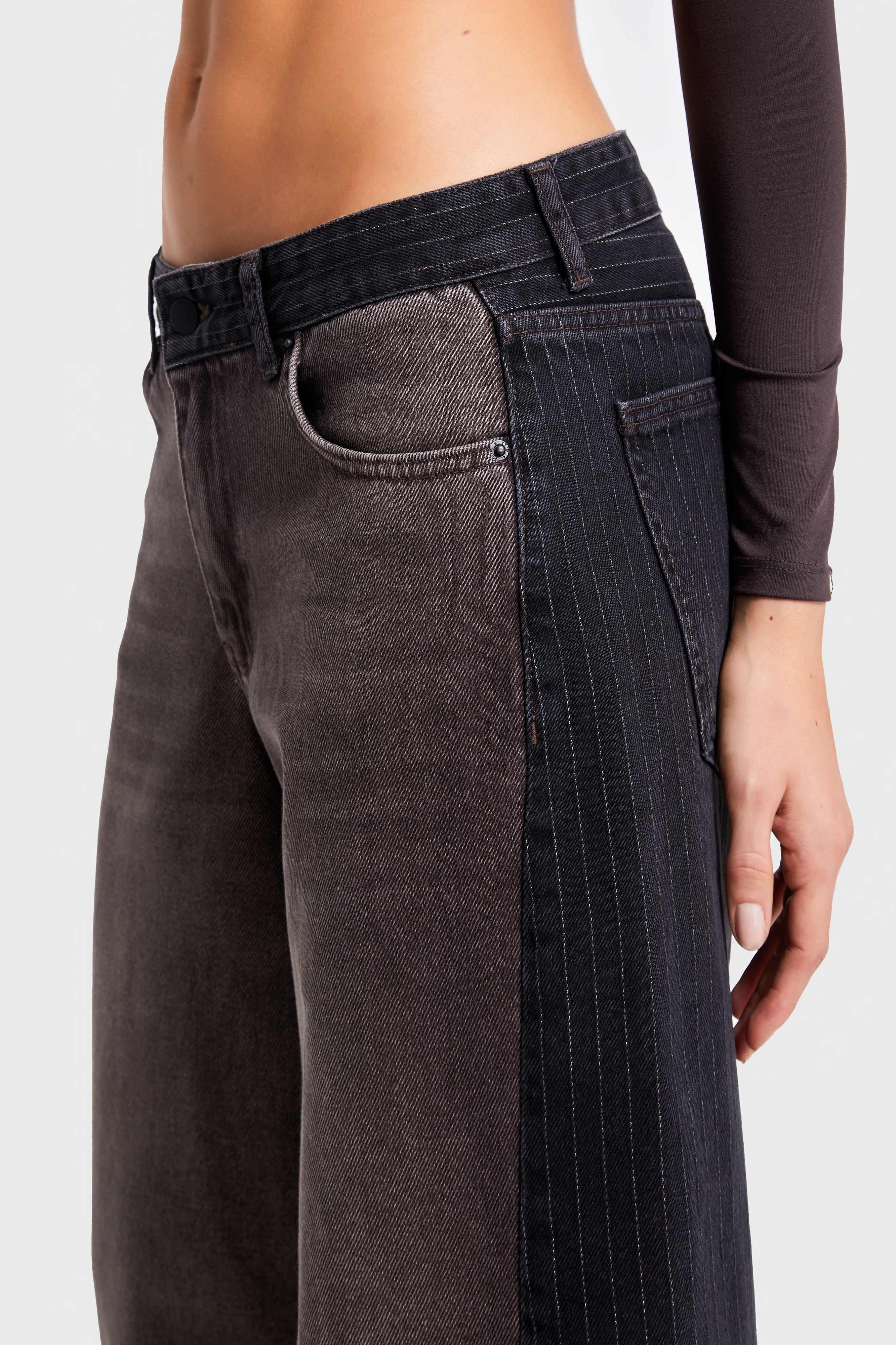 Kadın Koyu Kot Taş Rengi 2w5-16 Süper Palazzo Fit Komfort Kumaş İç Boy 80cm Kemer Detaylı Tasarım Denim Jean