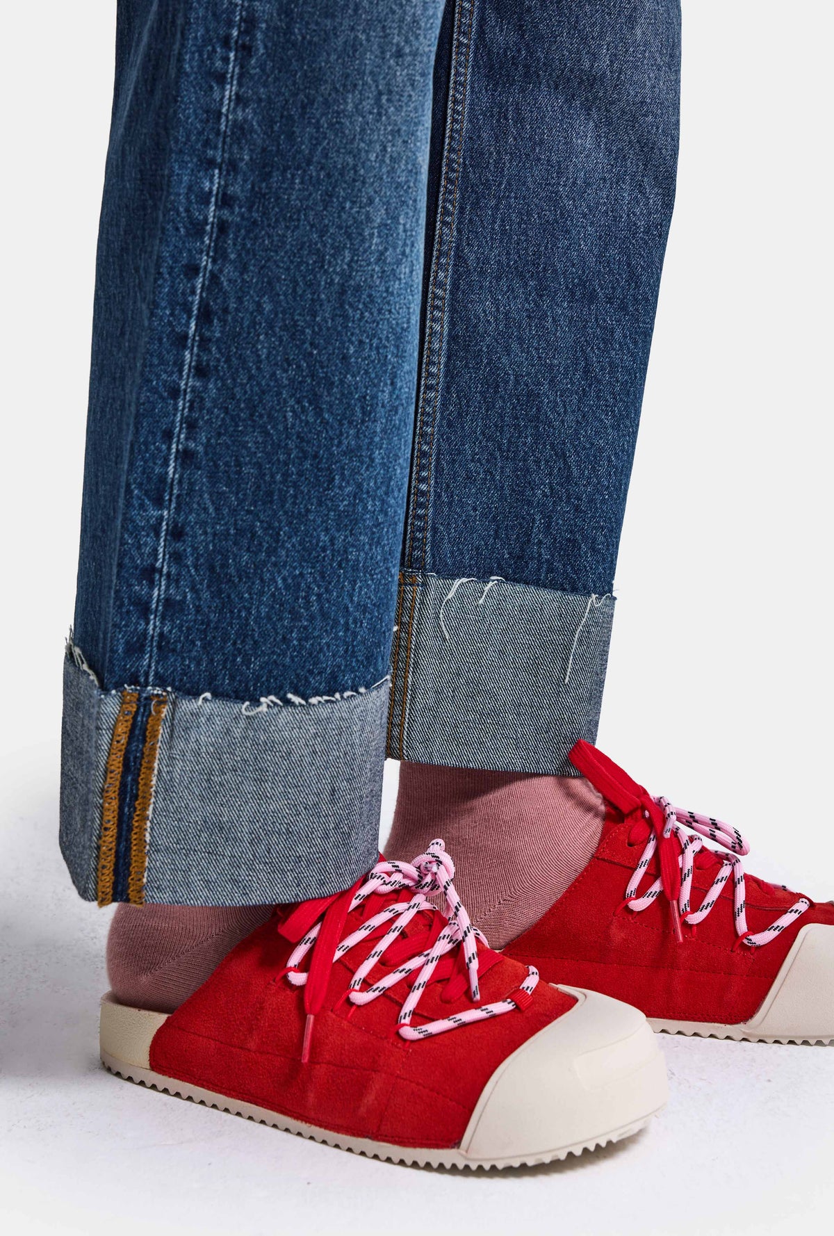 Kadın Koyu Mavi 2w6-5 Relaxed Fit Paça Detaylı Denim Jean