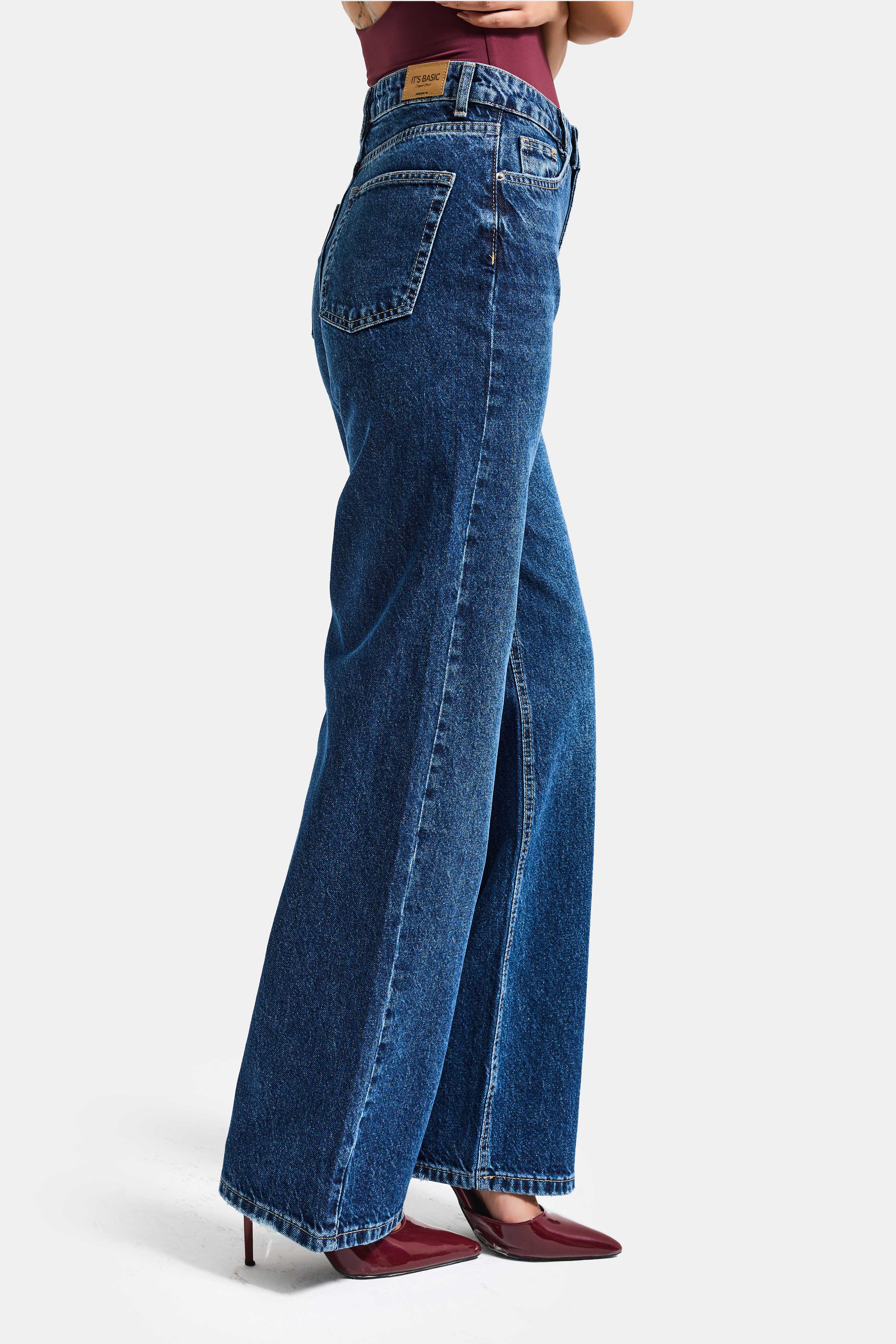 Kadın Koyu Mavi Renk Doris 2s6-5 Straight Fit Yüksek Bel %100 Koton Denim Jean