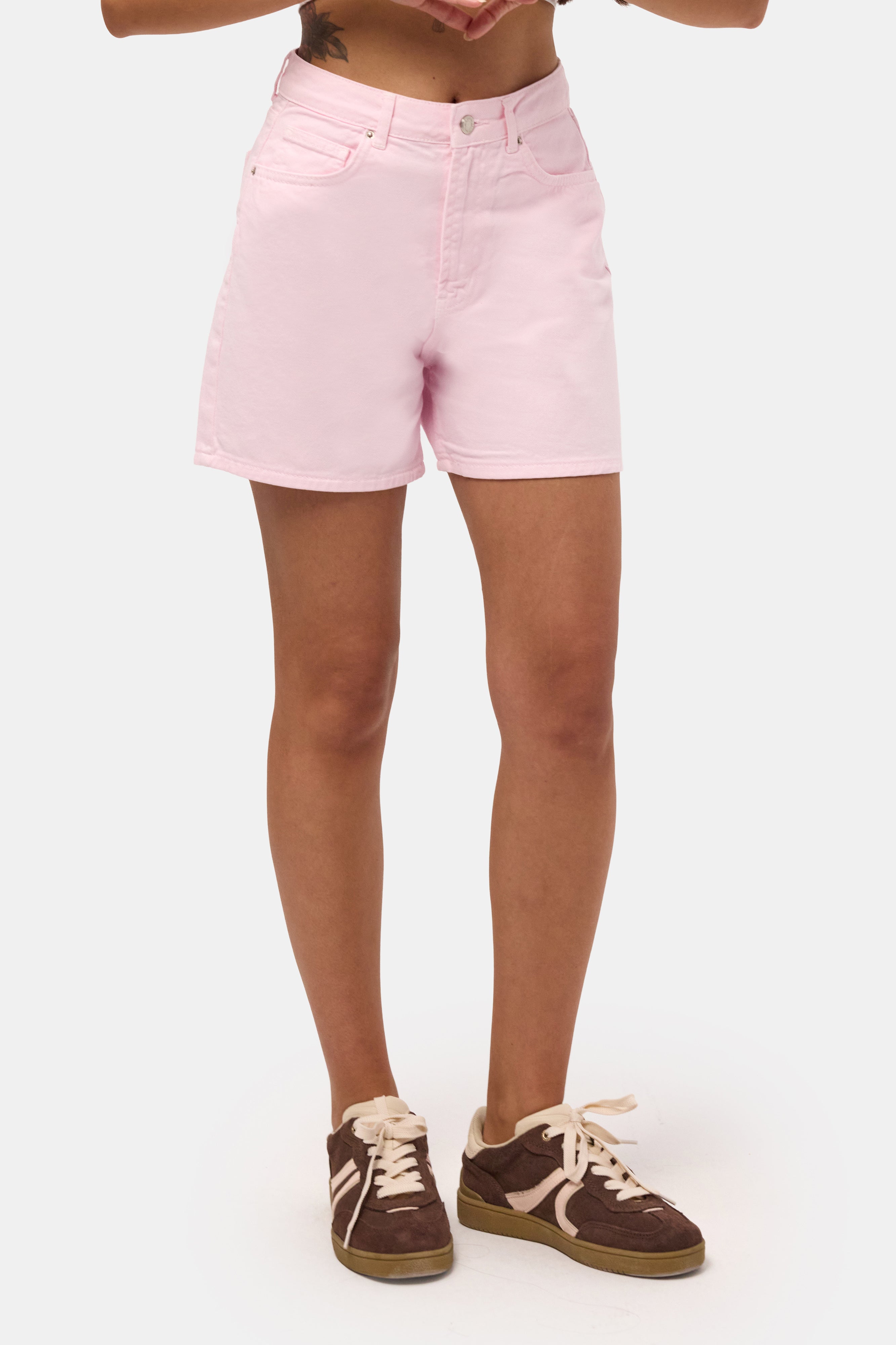 Kadın Light Pembe Diana 6s6-98 Relax Mom Fit Denim Şort