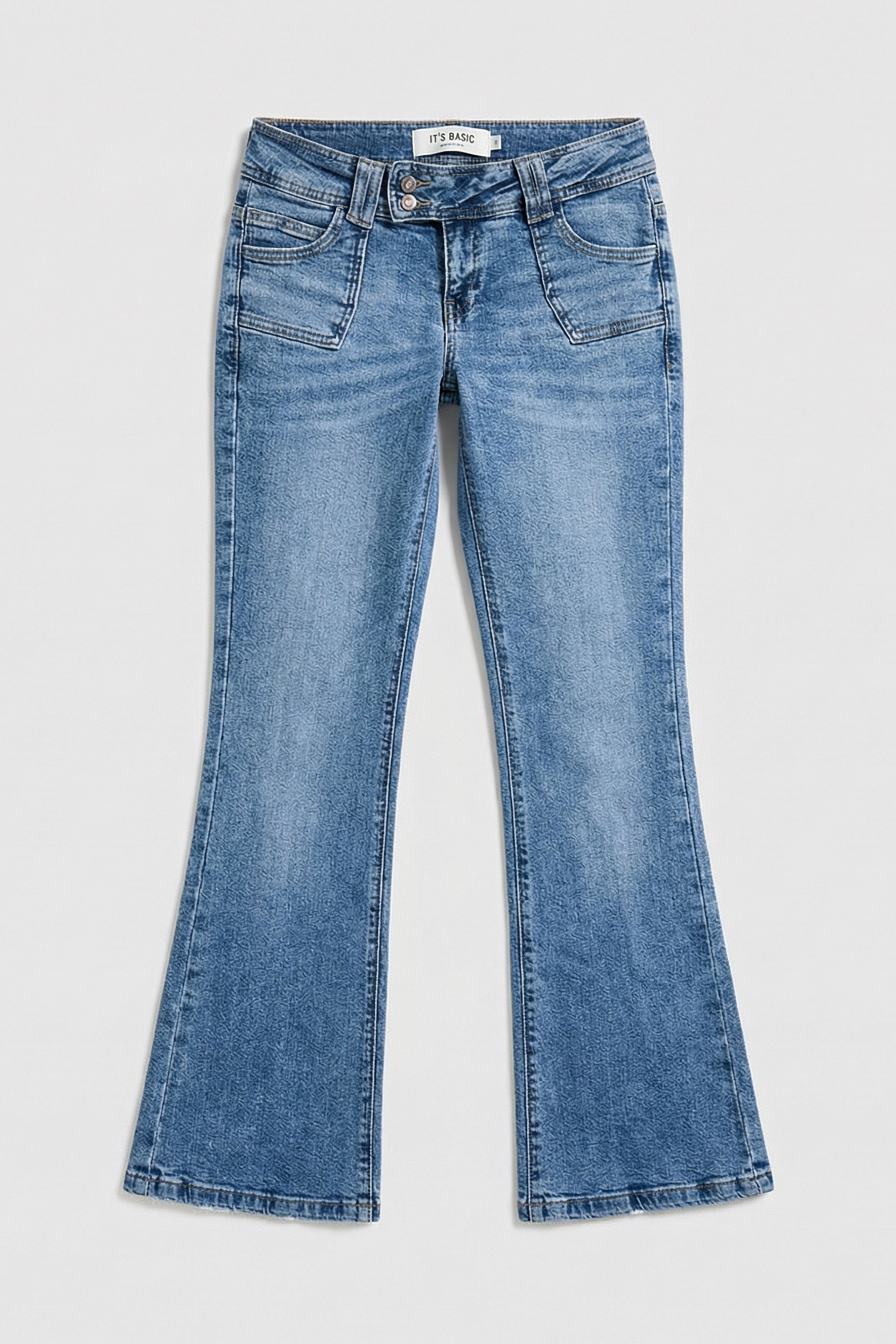 Kadın Mavi 4s6-4 Flare Fit Düşük Bel Esnek Kumaş Denim Jean