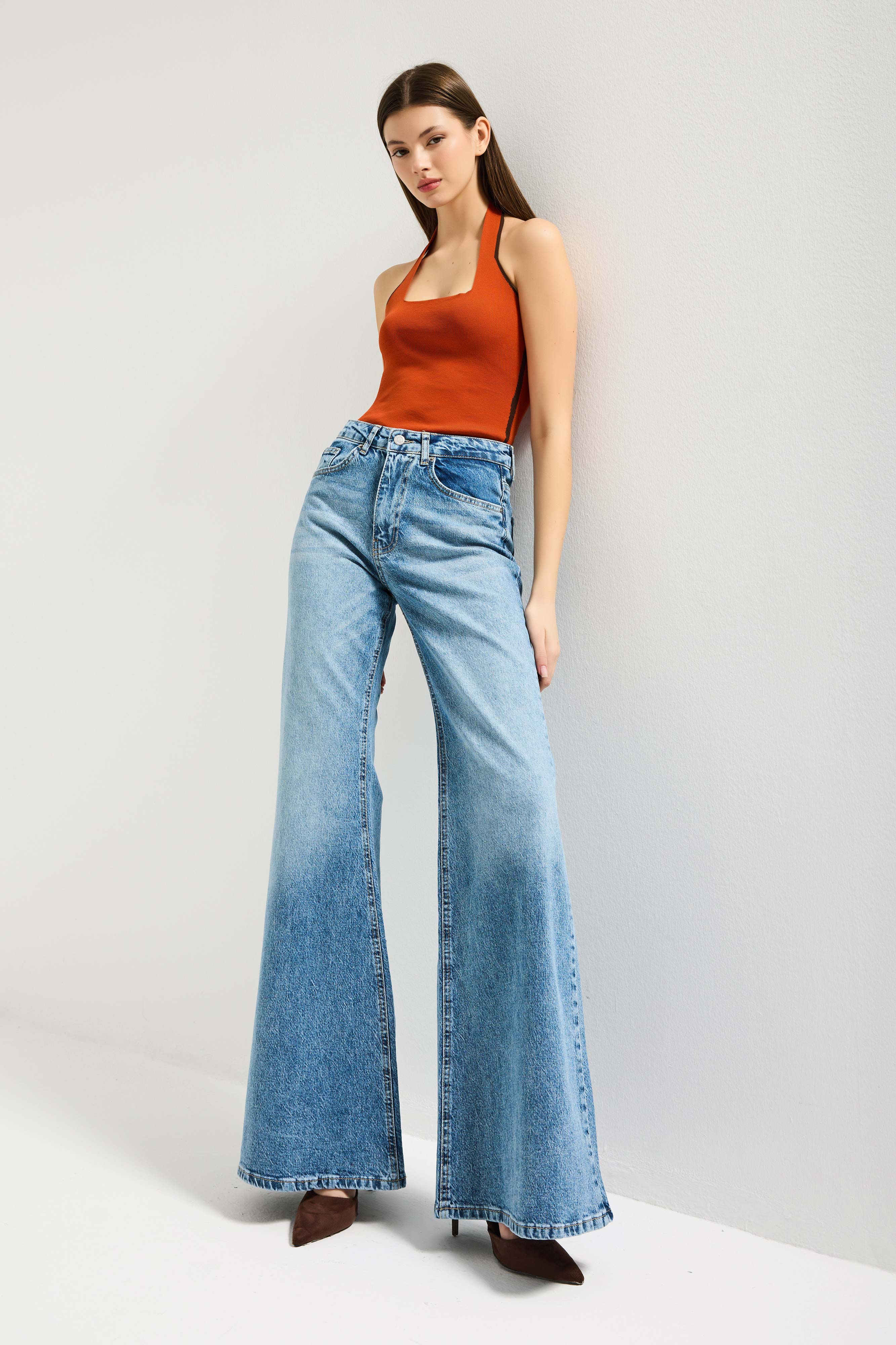 Kadın Mavi 4s6-4 Flare Fit Komfort Kumaş Denim Jean