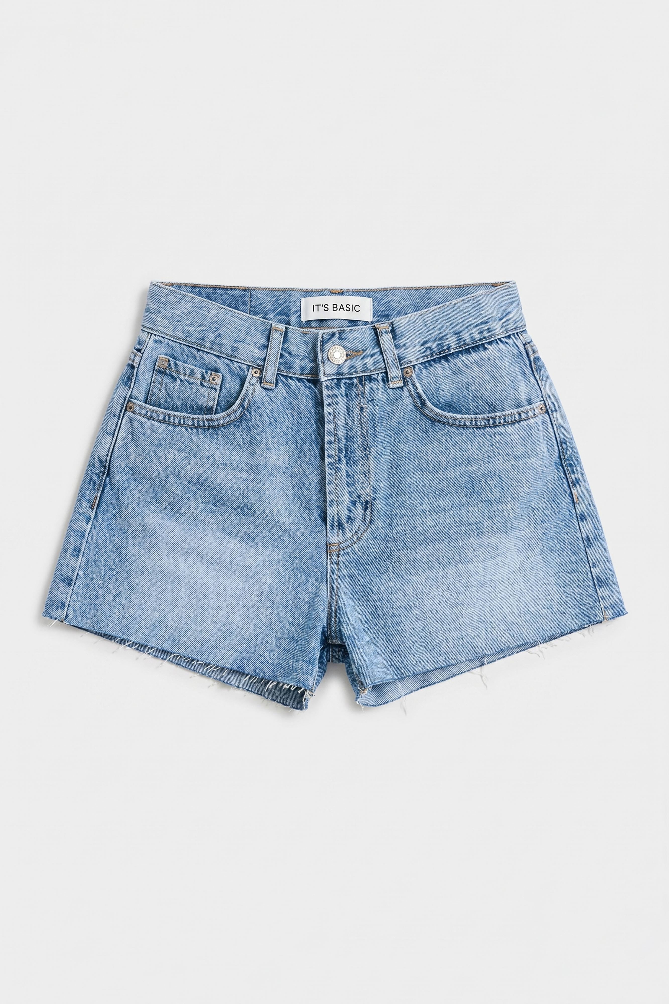 Kadın Mavi 4s6-4 Mini Mom %100 Koton Denim Şort