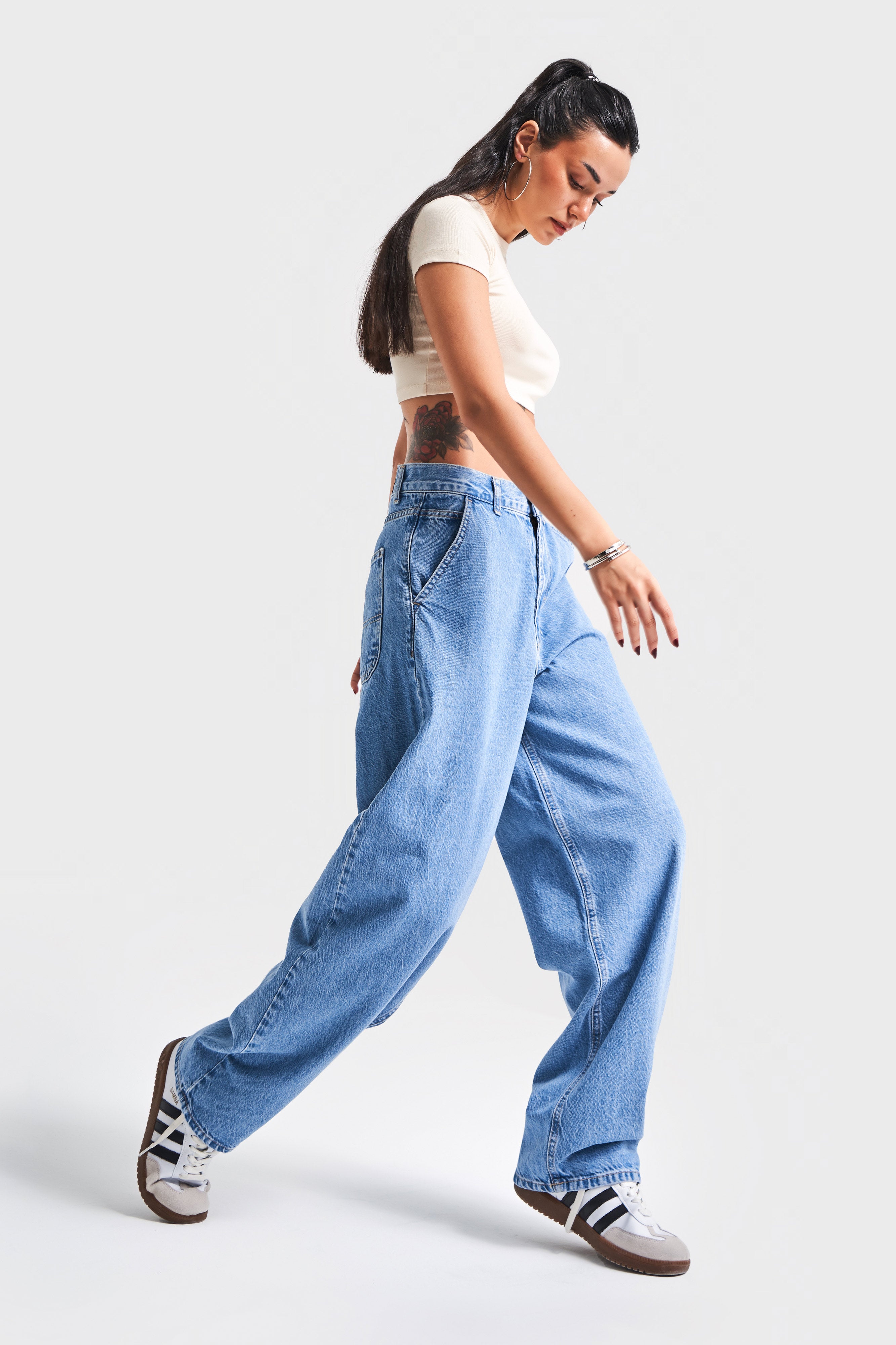 Женские джинсы свободного кроя синего цвета Juniper 1S5-4, 100% хлопок, приталенный крой