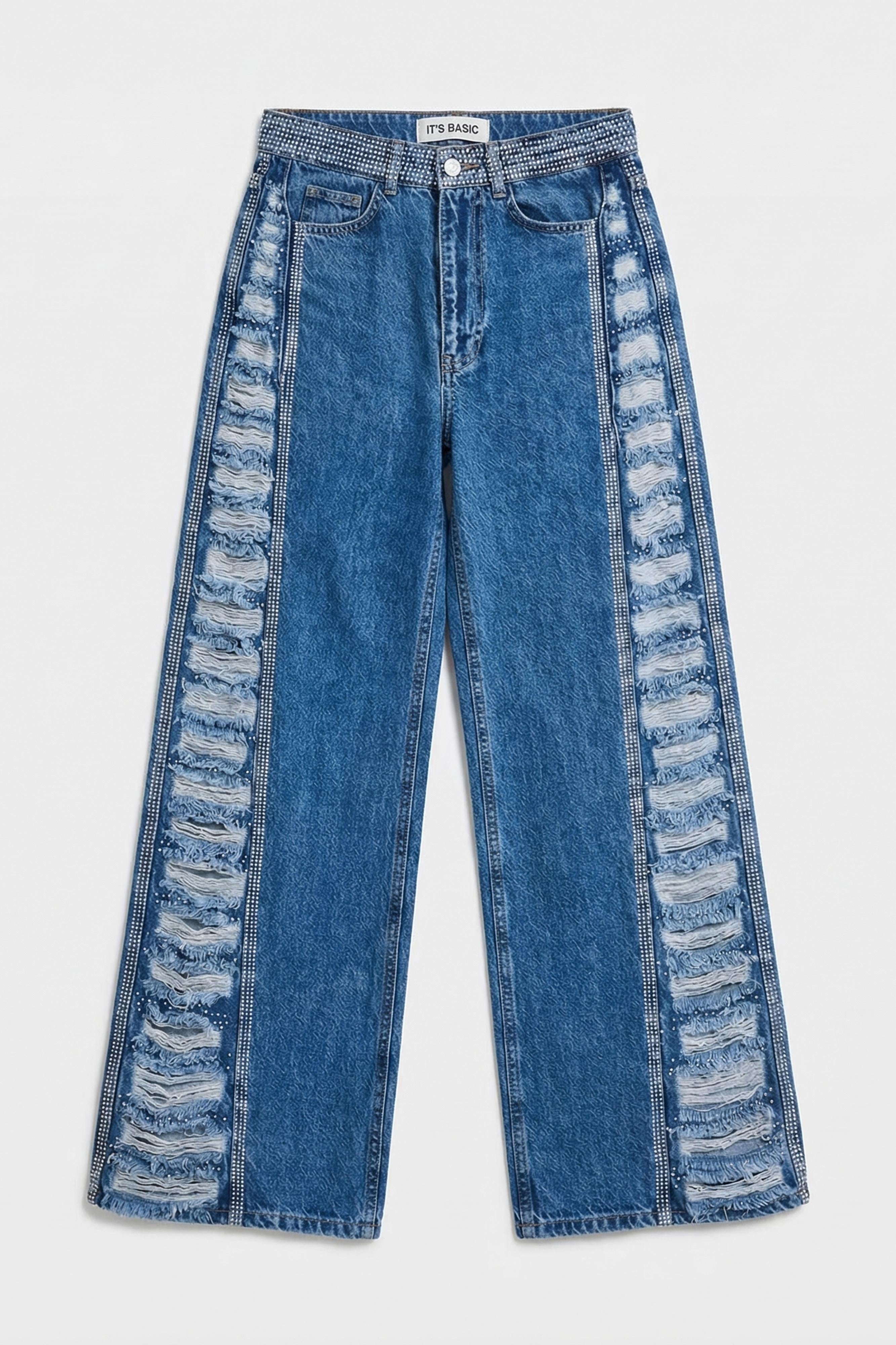 Kadın Mavi T-9s6-4 Flare Fit Özel Tasarım Denim Jean