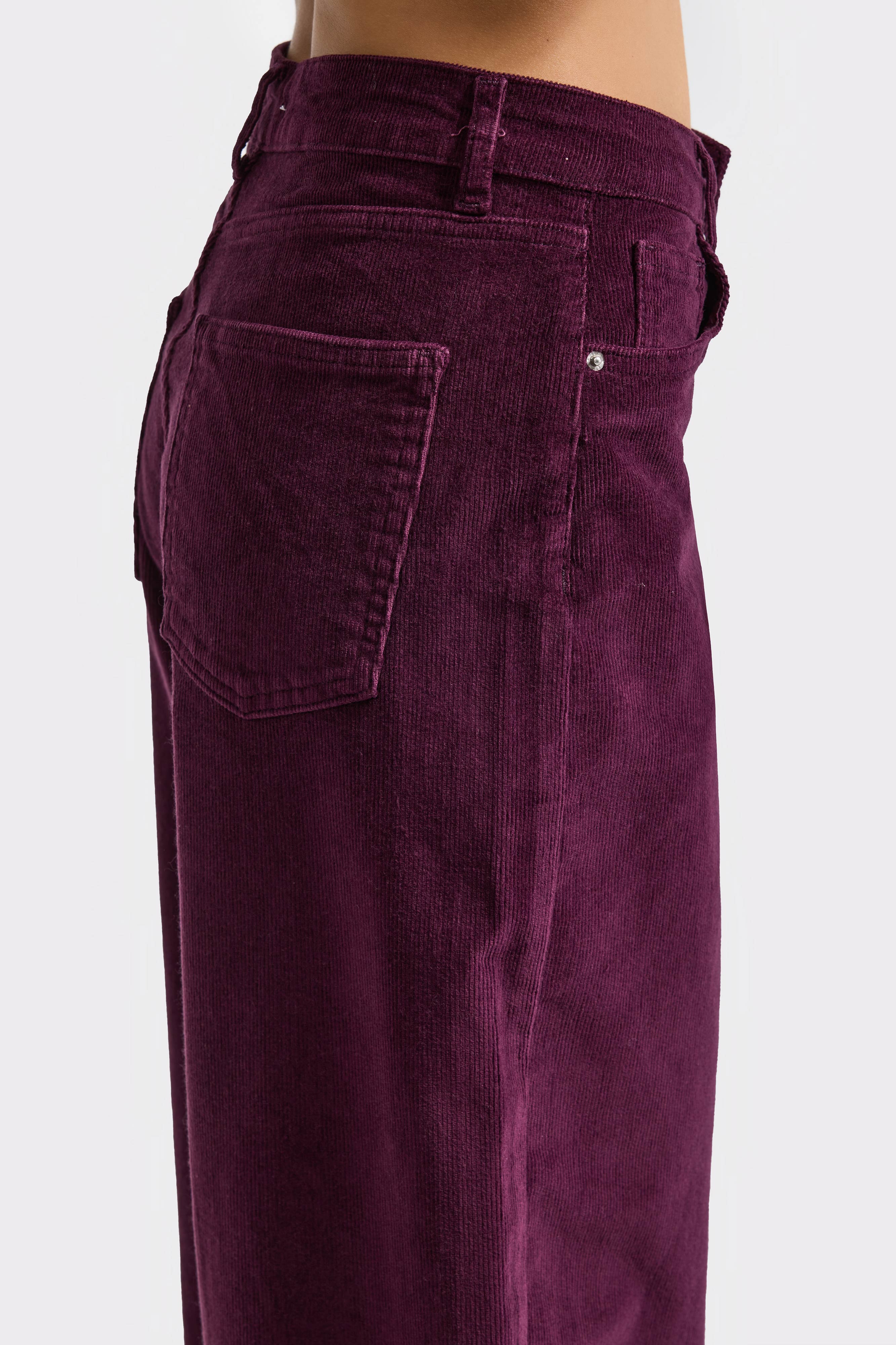 Kadın Mor Renk 26w5-111 Skater Fit Esnek Kumaş İnce Fitilli Velvet Kadife Kumaş Pantolon