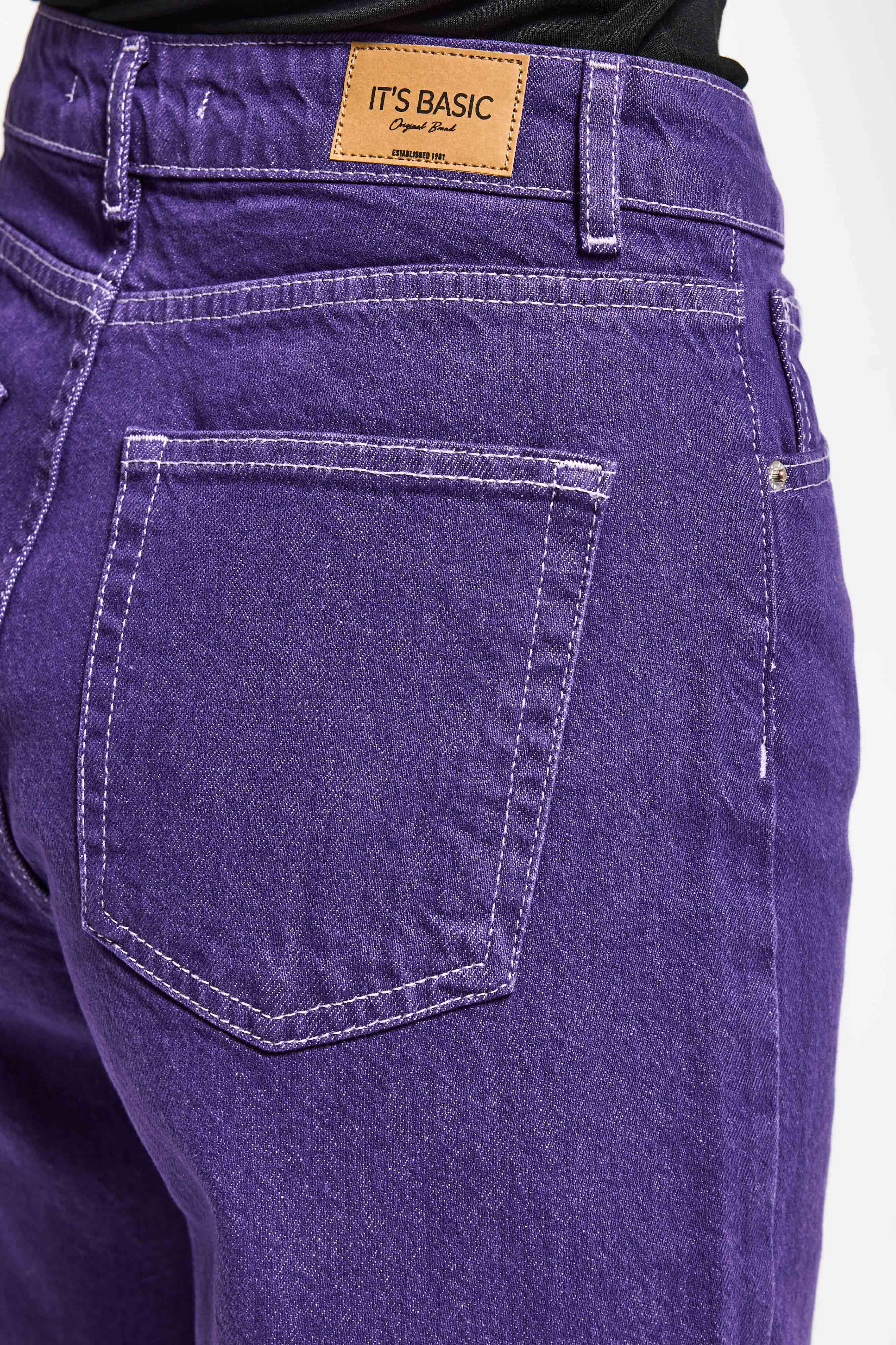 Kadın Mor Renk Doris 1s6-111 Straight Fit Yüksek Bel Özel Renk Denim Jean