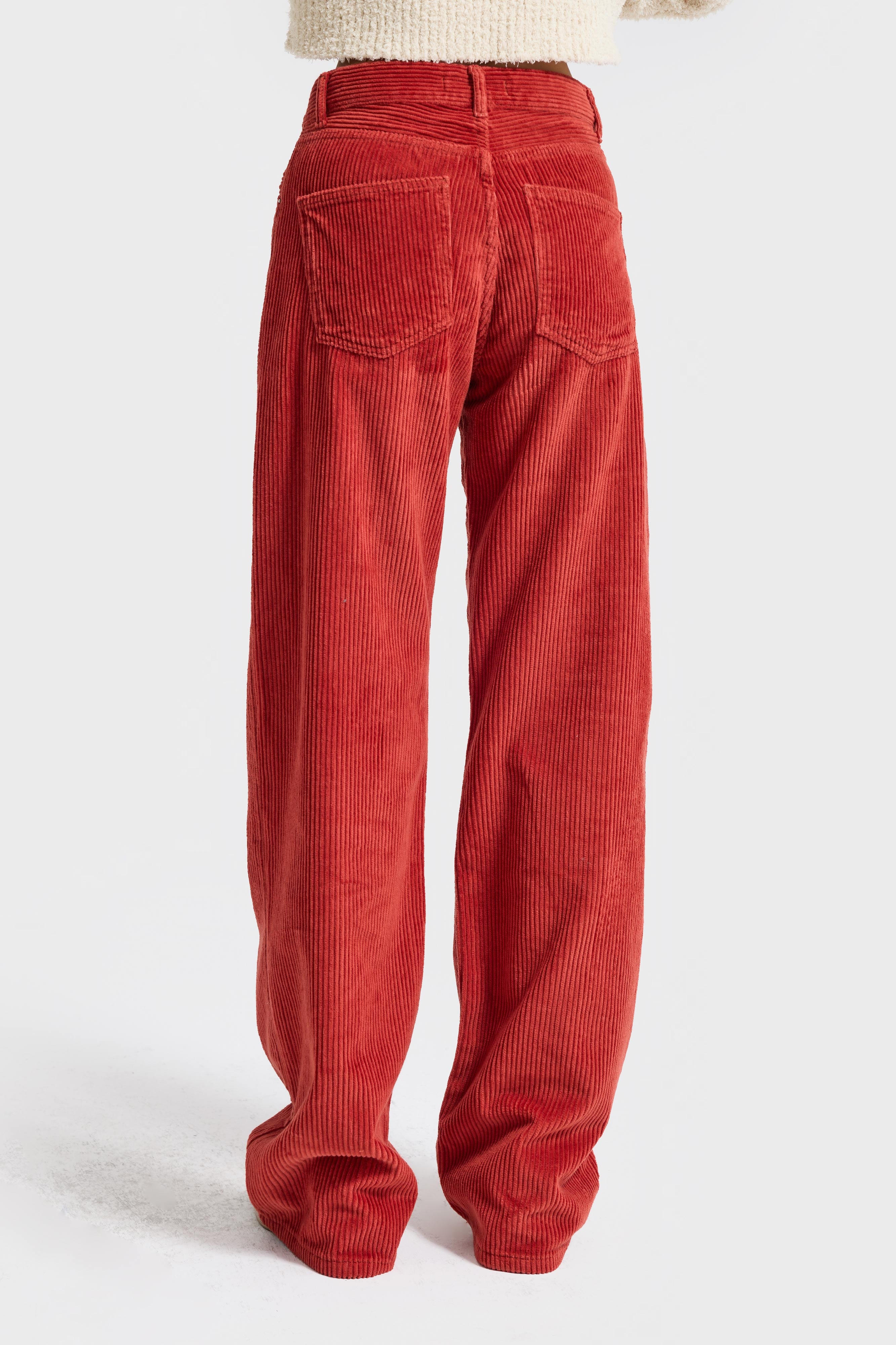 Kadın Orange Lora 26w5-104 Loose Fit Orta Bel Kalın Fitilli Velvet Kadife Kumaş Pantolon